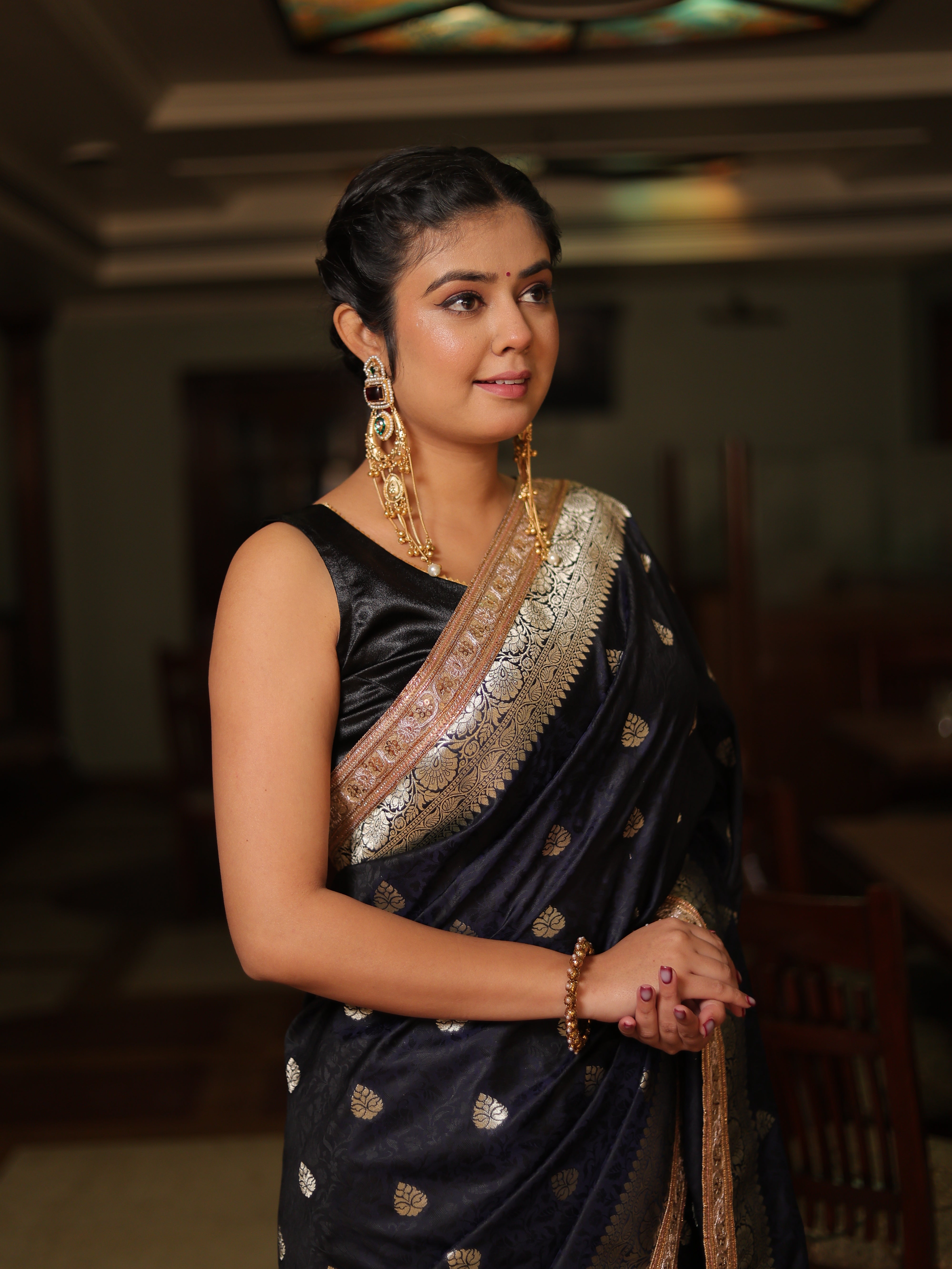 Banarasi Art Katan Silk Saree With Zari Buta Weaving & Tanchoi Weaving & Lace Border- Blue