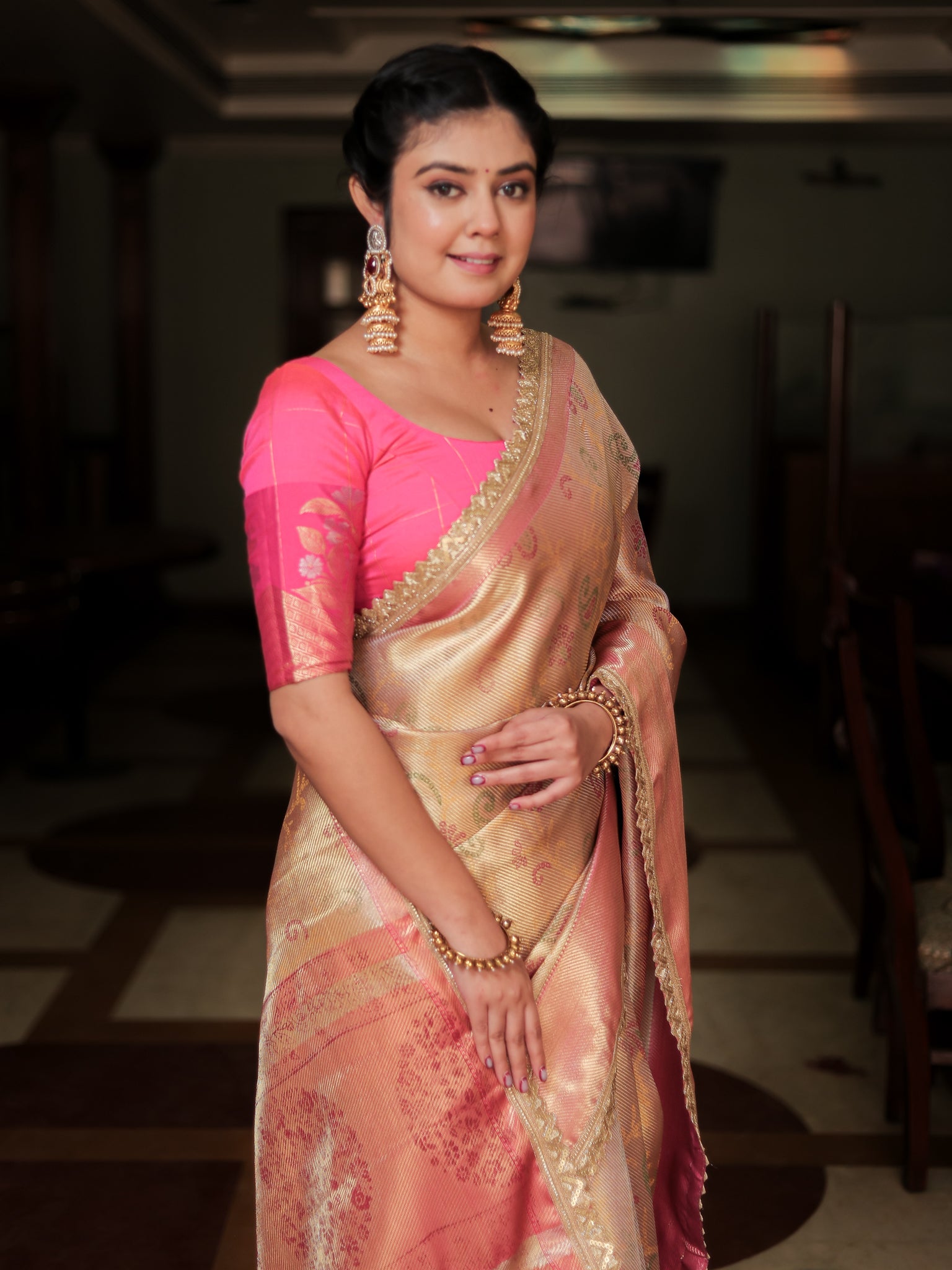 Banarasi Tissue Saree With Weaving & Lace Border- Silver