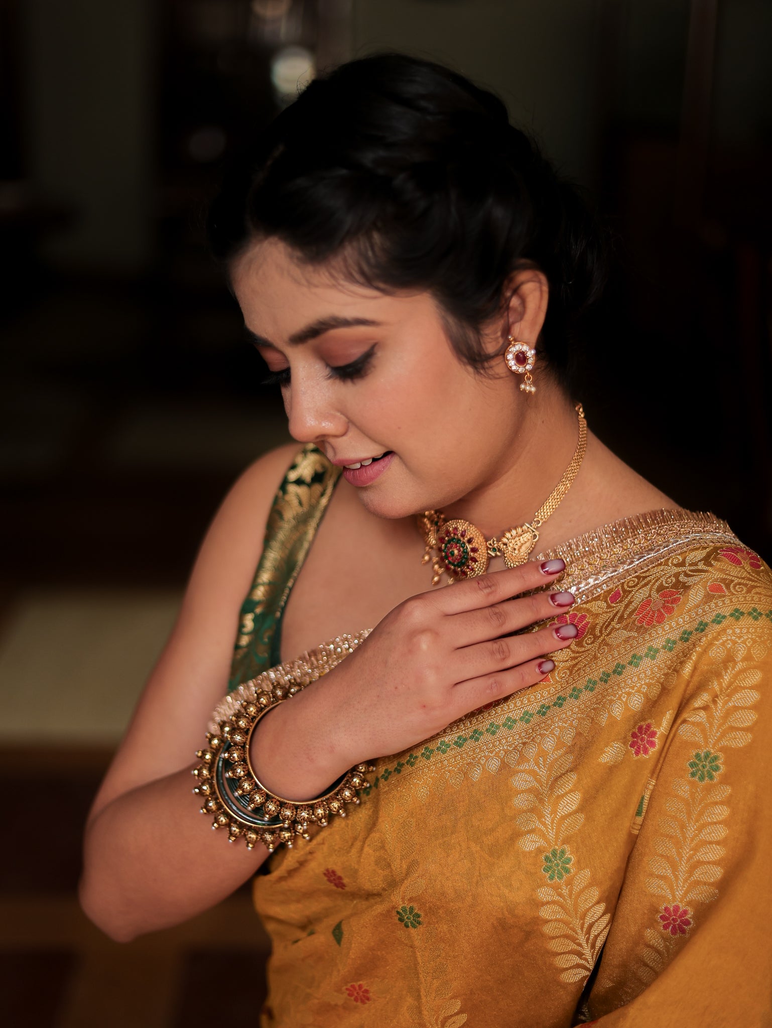 Banarasi Semi Silk Saree With Weaving & Lace Border- Yellow