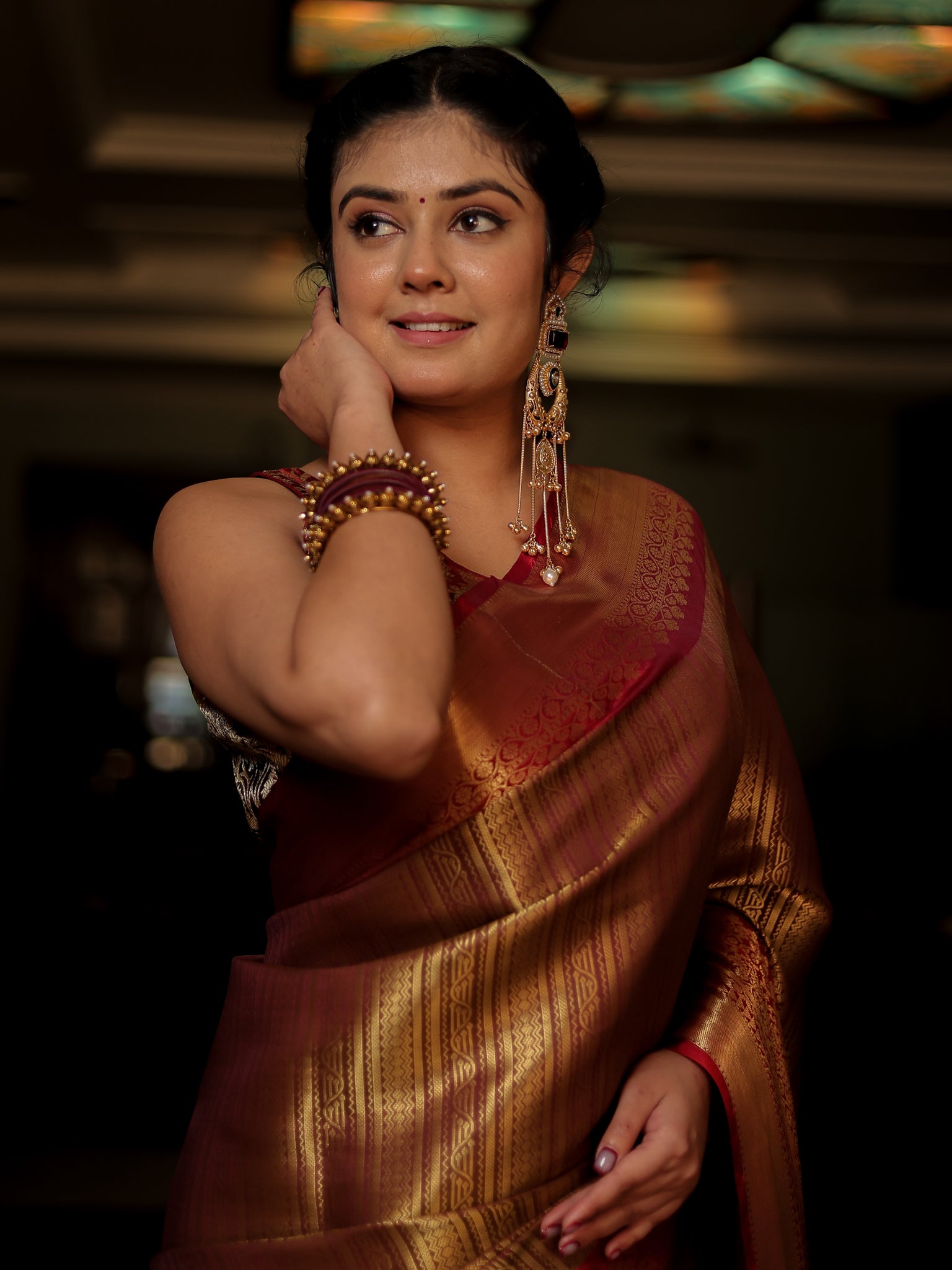 Banarasi Kora Saree With Zari Weaving & Border- Gold