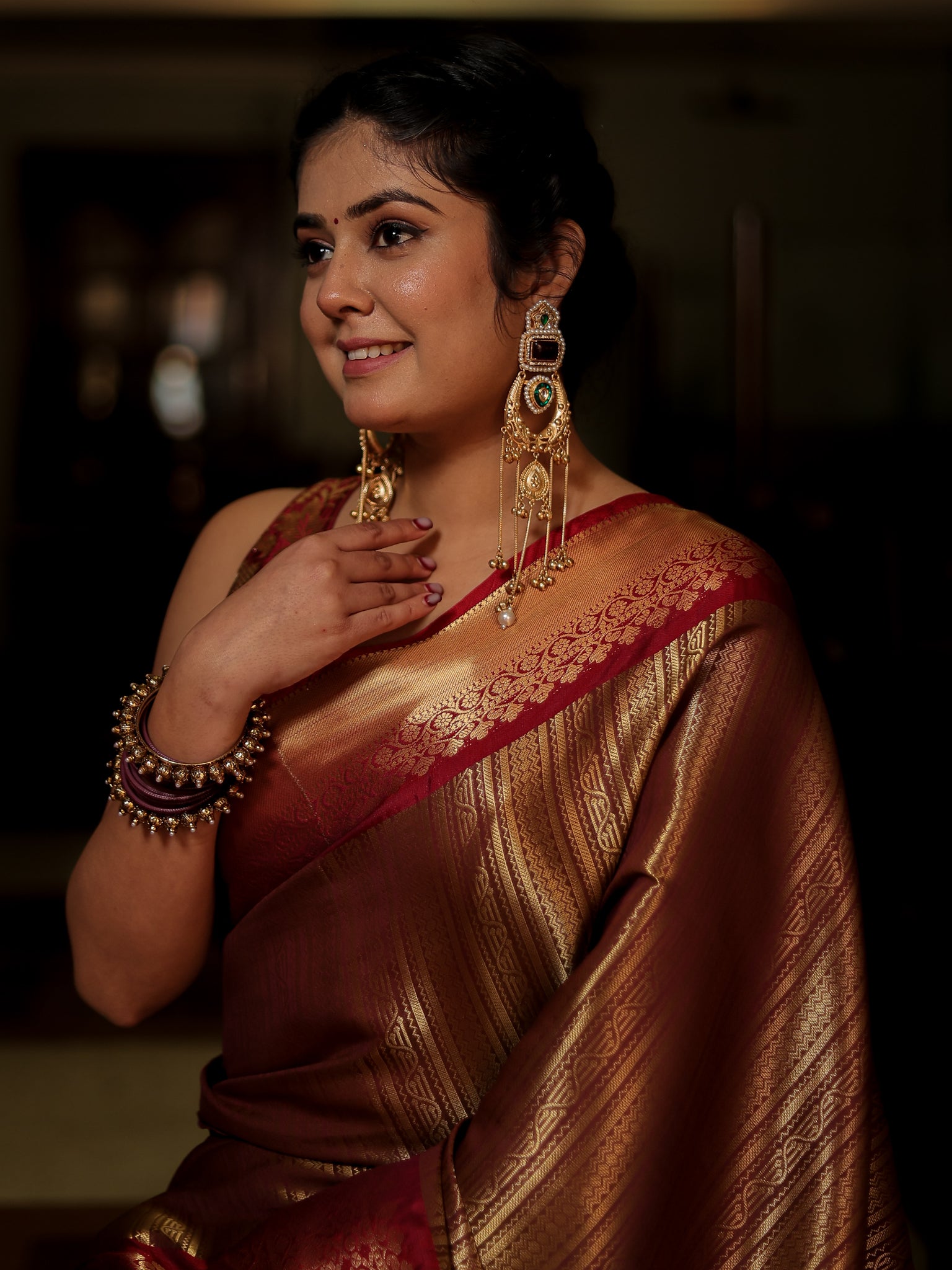 Banarasi Kora Saree With Zari Weaving & Border- Gold