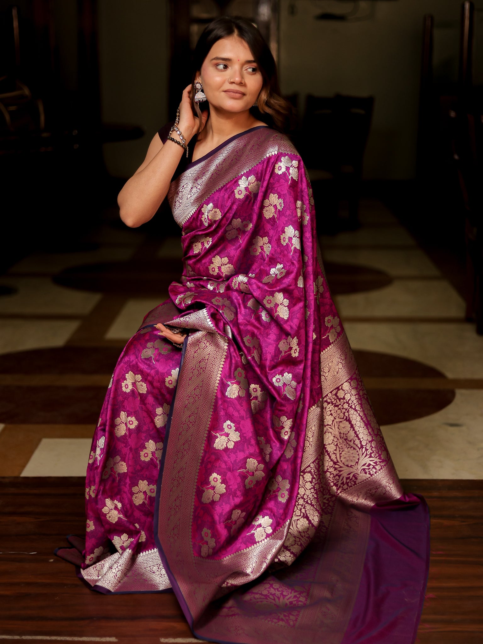 Lightweight Banarasi Art Katan Silk Saree For Wedding & Party-  Purple