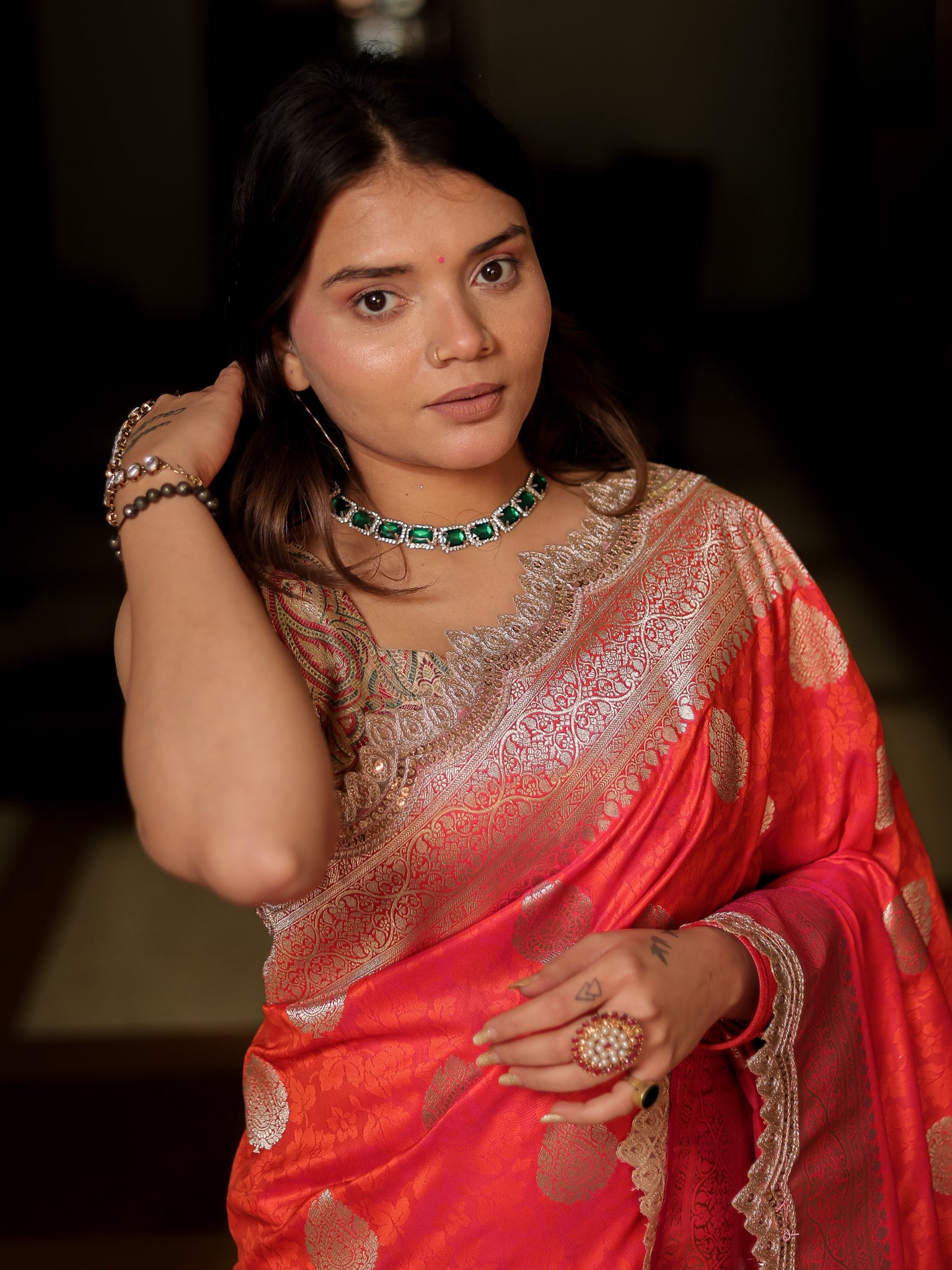 Banarasi Art Katan Silk Saree With Zari Buta Weaving & Tanchoi Weaving & Lace Border