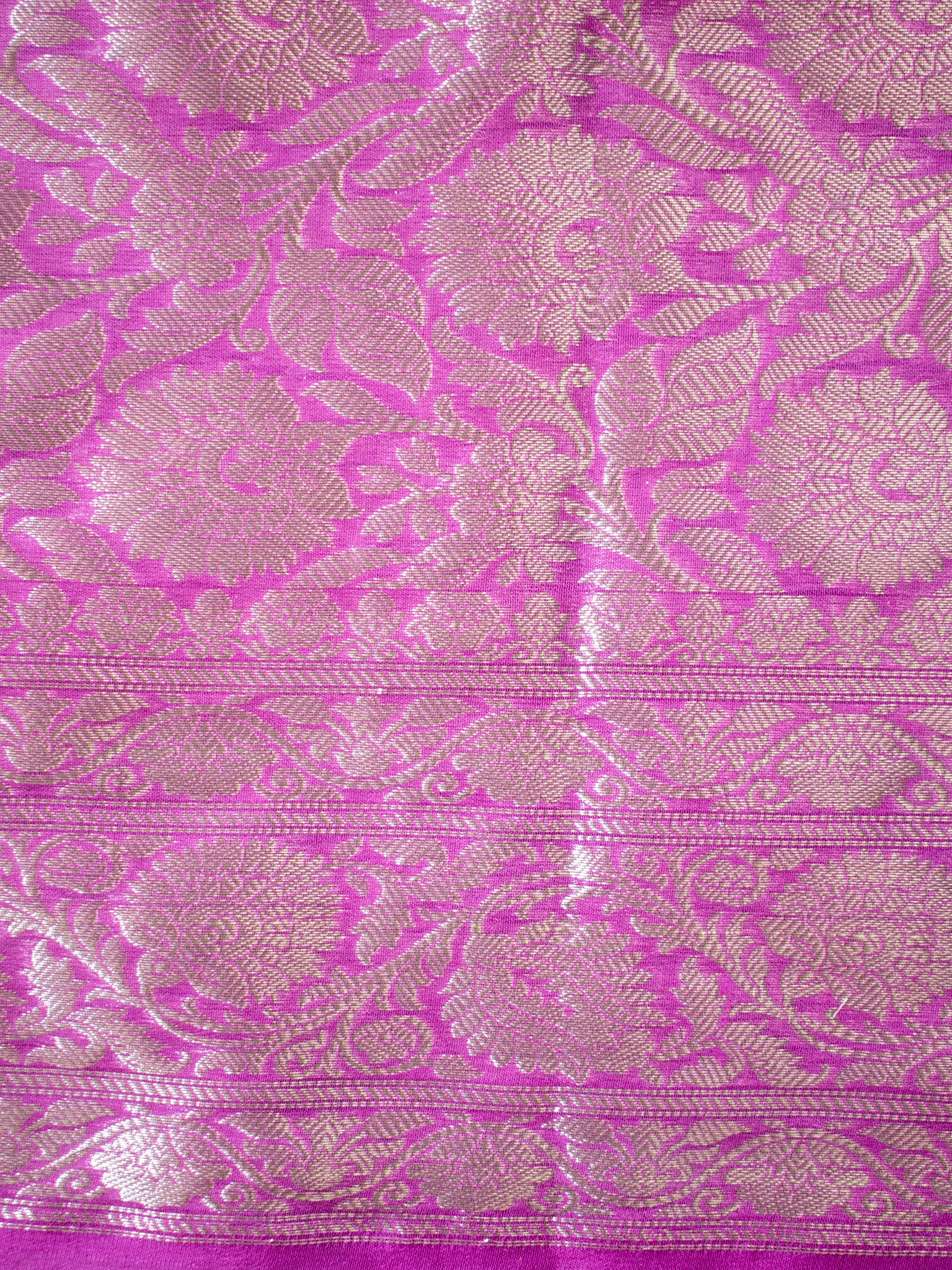 Banarasi Cotton Silk Saree With Silver Zari Weaving & Border-Lavender