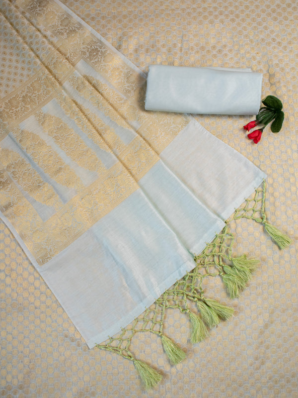 Banarasi Cotton  Silk Zari Weaving Salwar Kameez Material- Blue