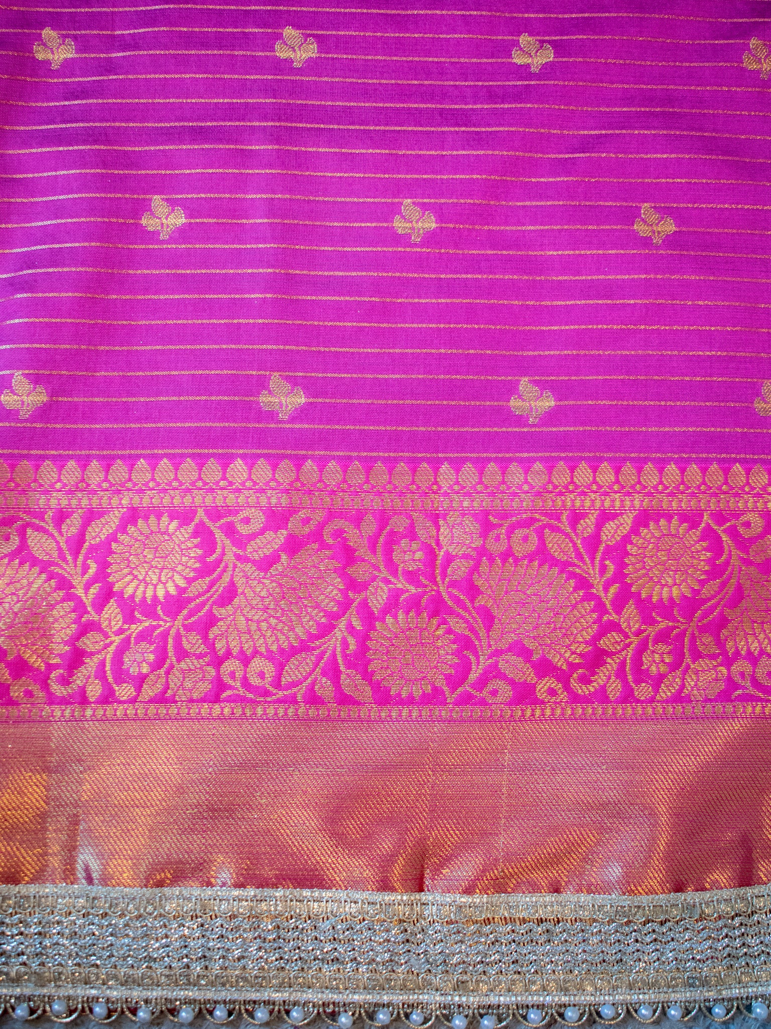 Banarasi Cotton Silk Saree With Zari Weaving & Lace Border-  Mustard