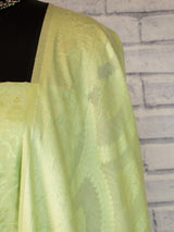 Banarasi Soft Cotton Salwar Kameez Fabric Resham Weaving With Dupatta- Green