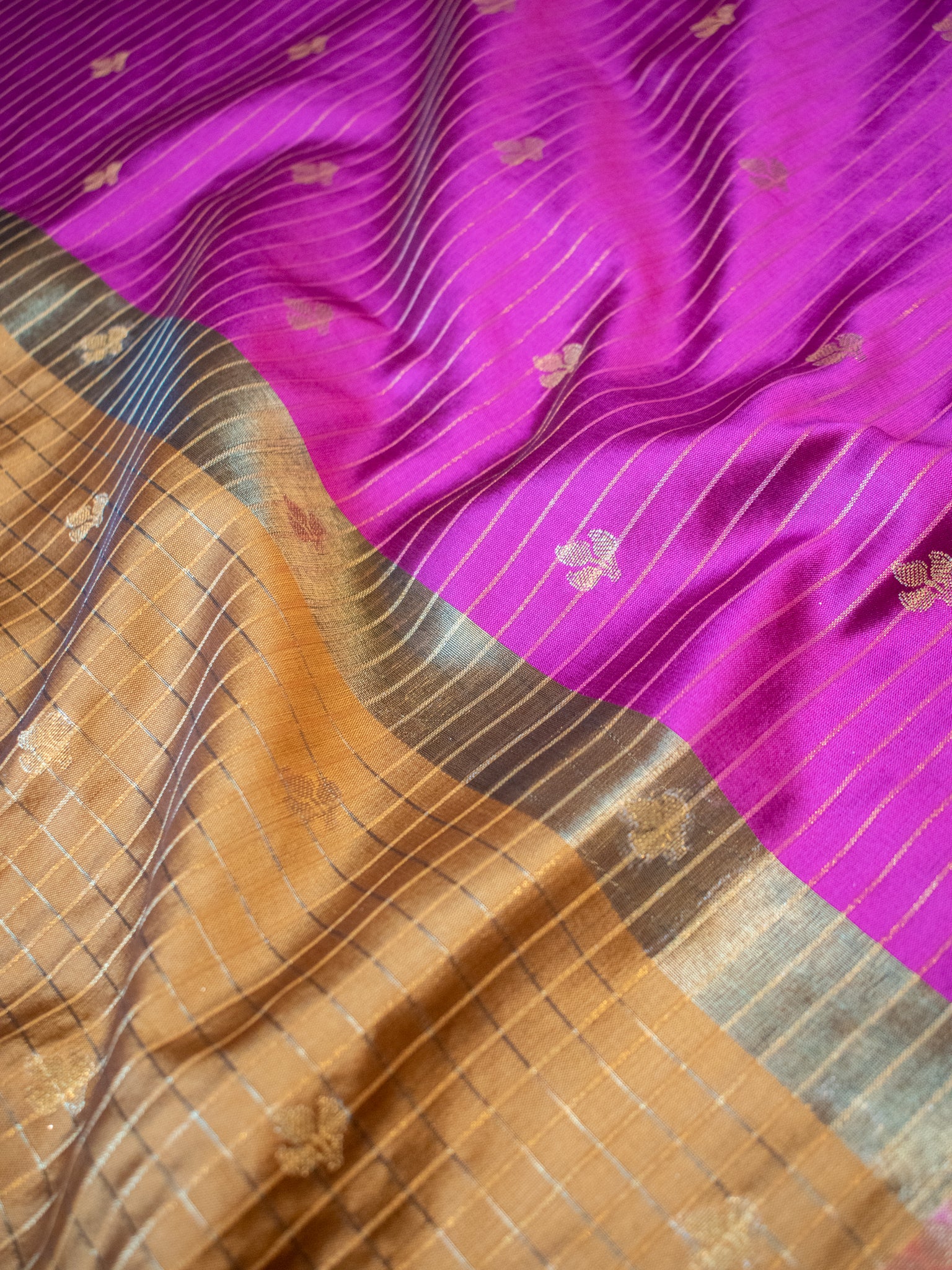 Banarasi Cotton Silk Saree With Zari Weaving & Lace Border-  Mustard