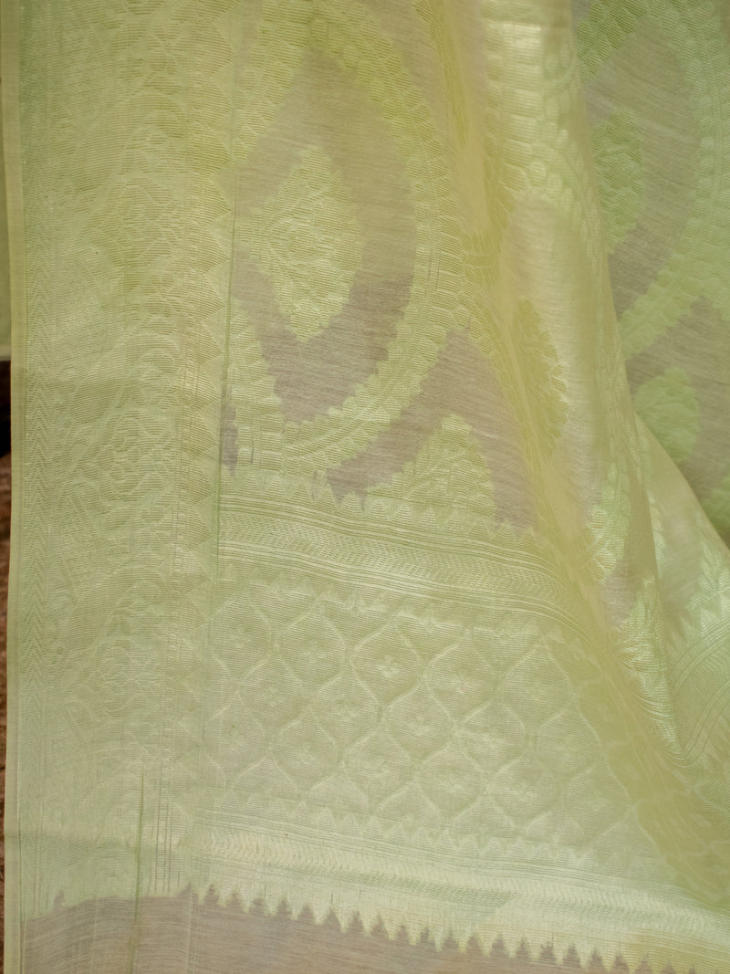 Banarasi Soft Cotton Salwar Kameez Fabric Resham Weaving With Dupatta- Green