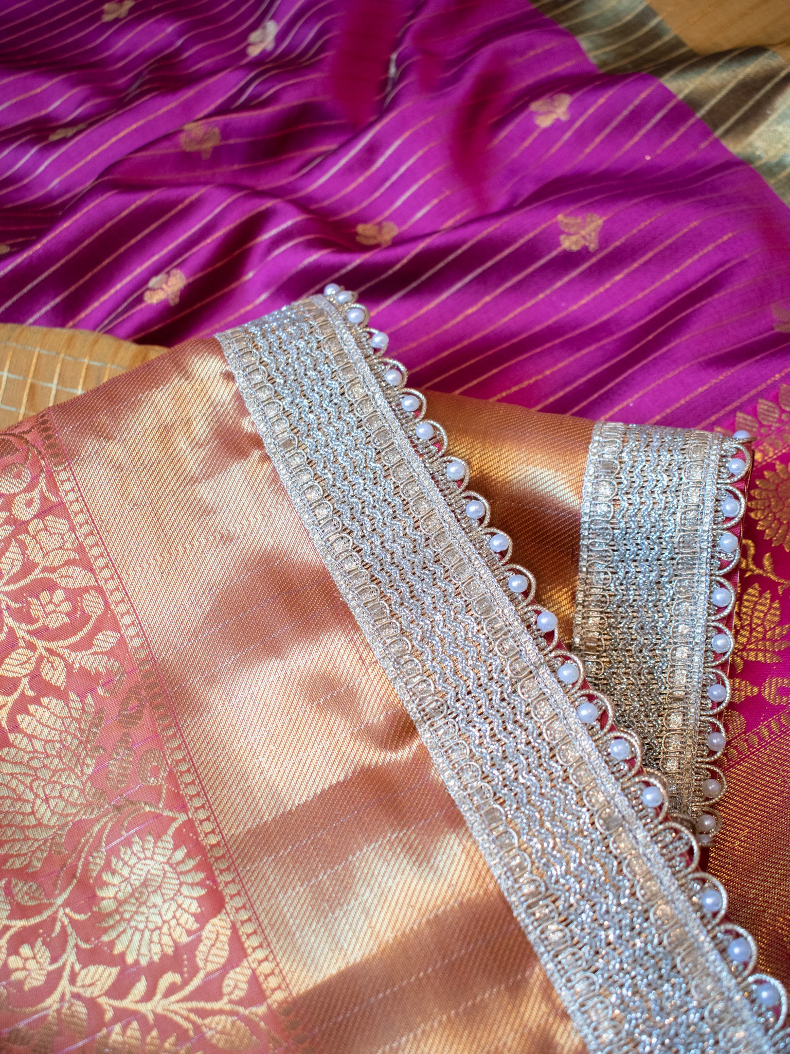 Banarasi Cotton Silk Saree With Zari Weaving & Lace Border-  Mustard