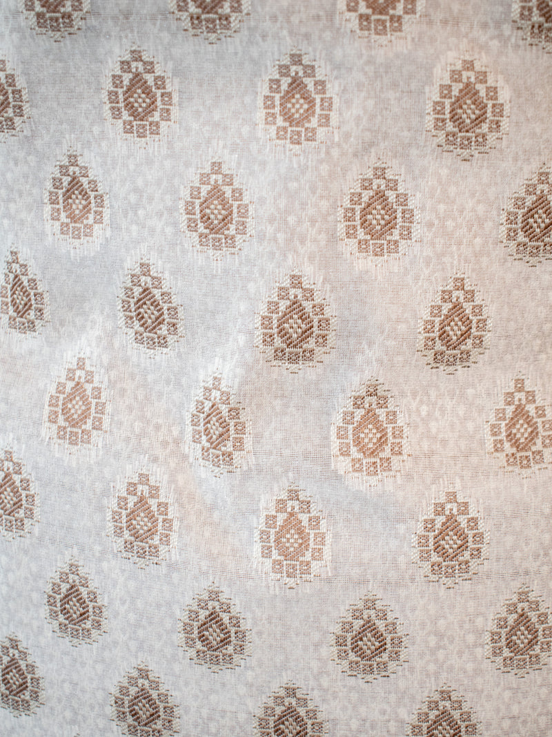 Banarasi Cotton Silk Salwar Kameez Fabric Resham Weaving & Jaal Dupatta-White