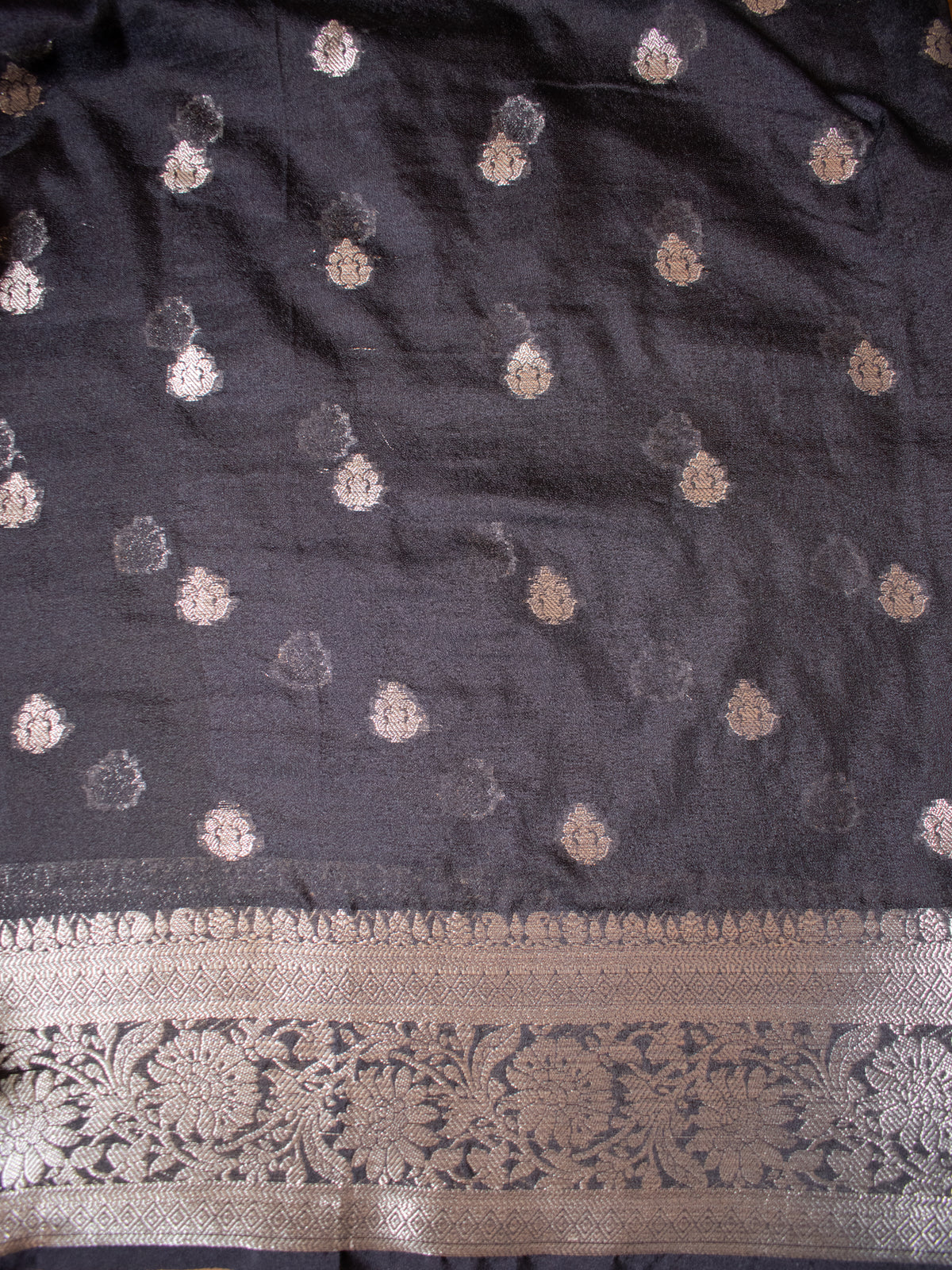 Banarasi Semi Chiffon Saree with Zari Weaving & Border- Magenta
