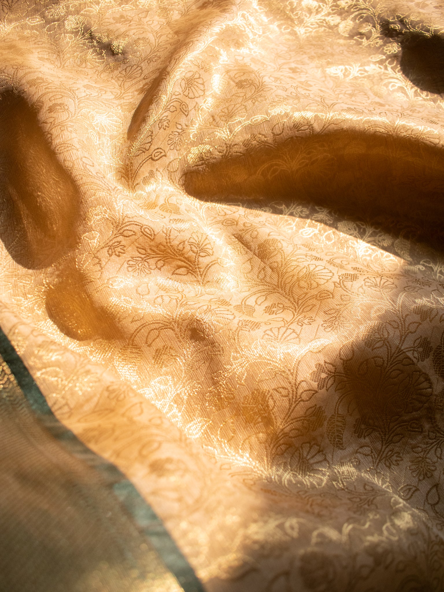 Banarasi Tissue Saree With Weaving & Lace Border-Gold