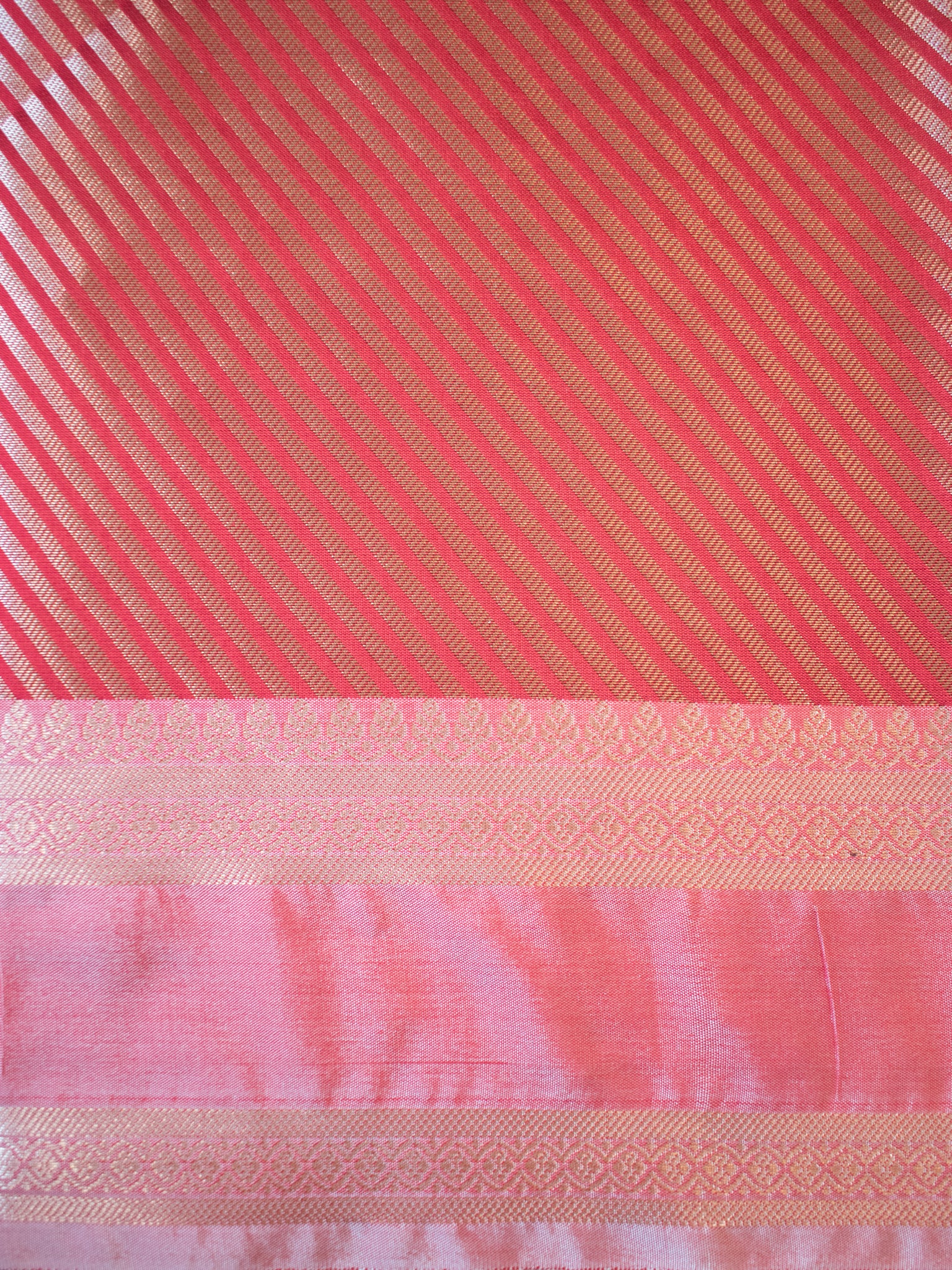Banarasi Semi Silk Saree With Border - Red