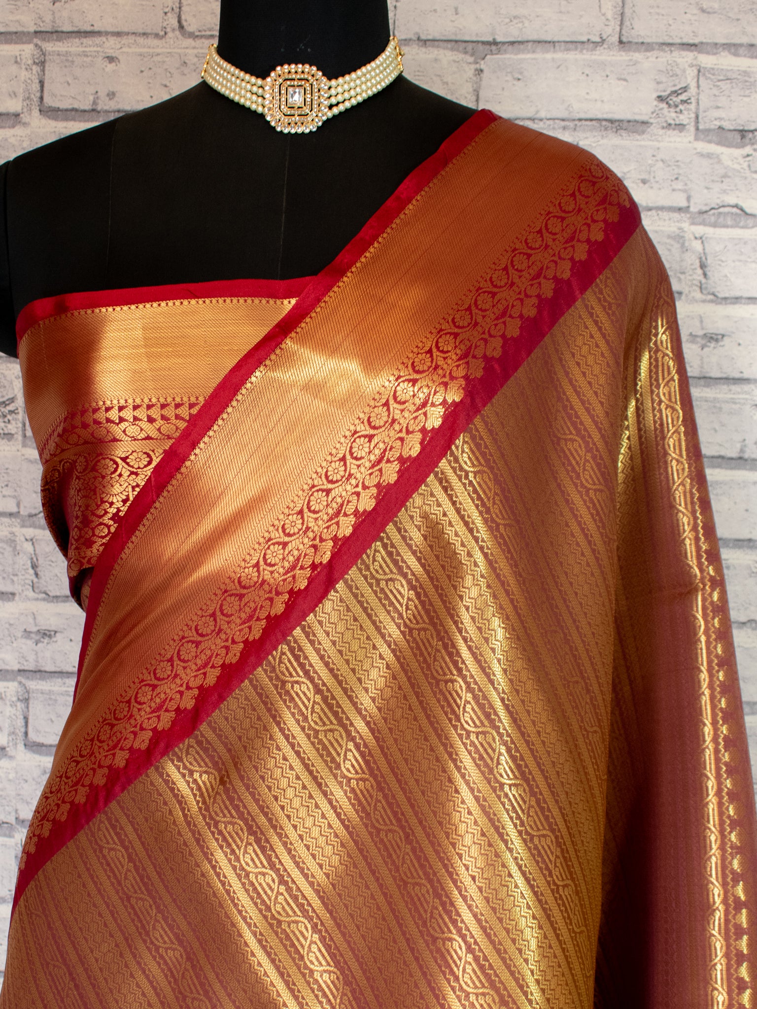 Banarasi Kora Saree With Zari Weaving & Border- Gold