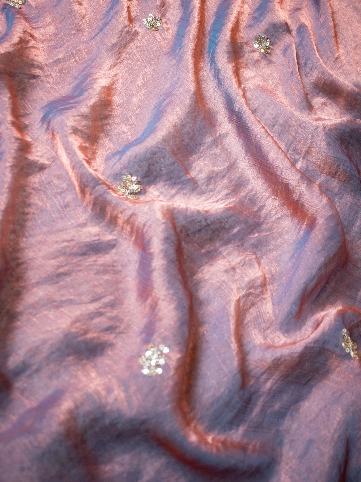 Tissue Embroidered Cocktail Saree- Blue