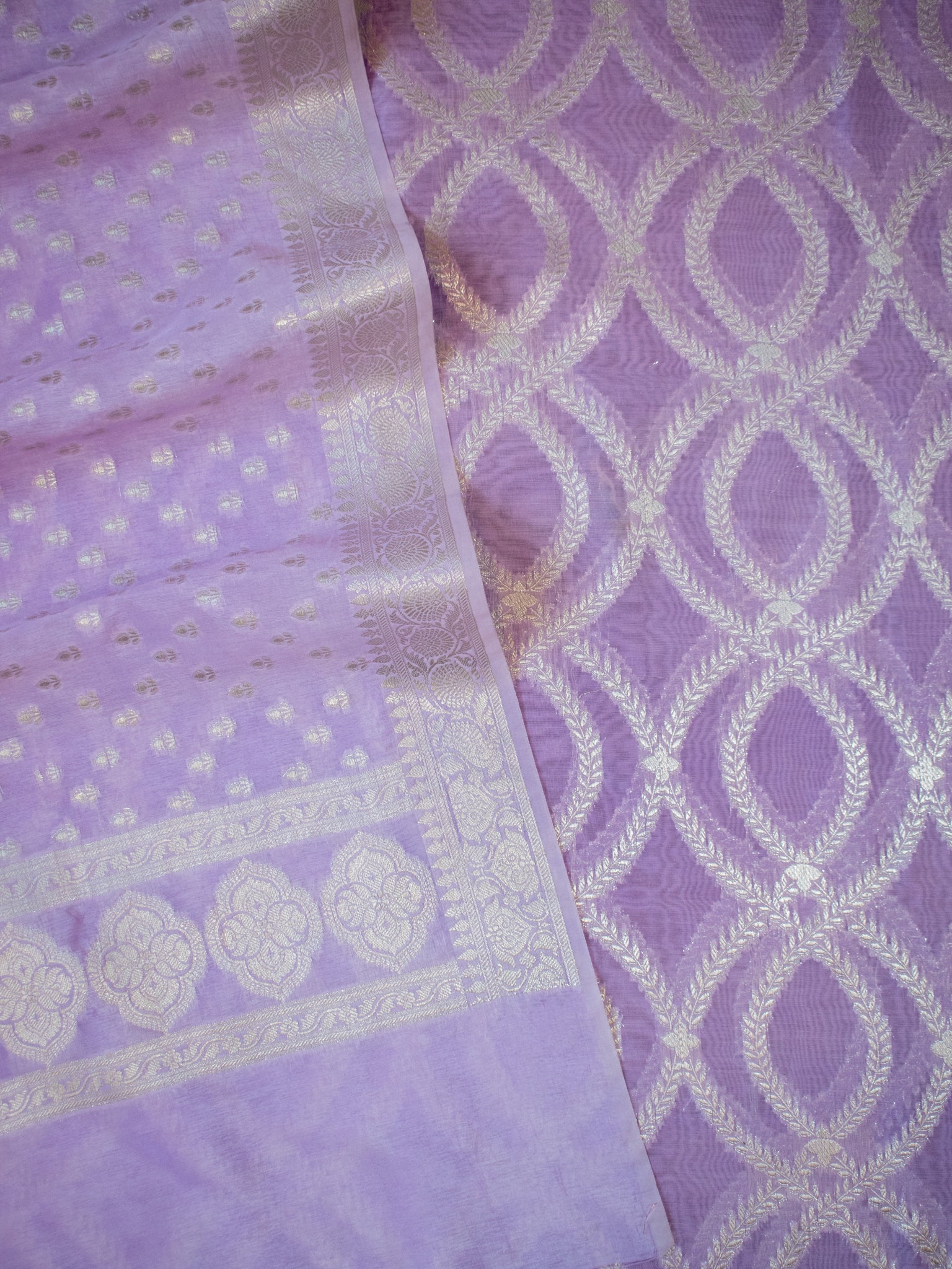 Banarasi Cotton Silk Salwar Kameez- Lavender