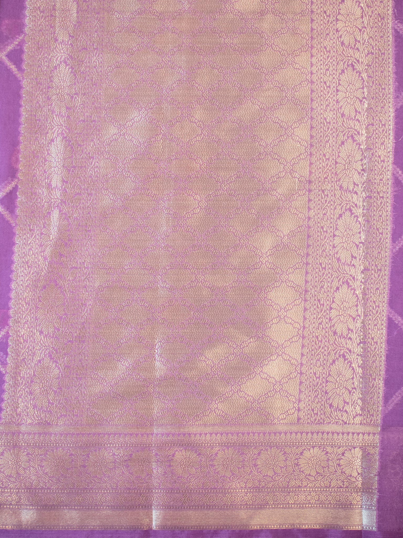 Banarasi Cotton Silk Saree with Floral Weaving & Border- Mauve