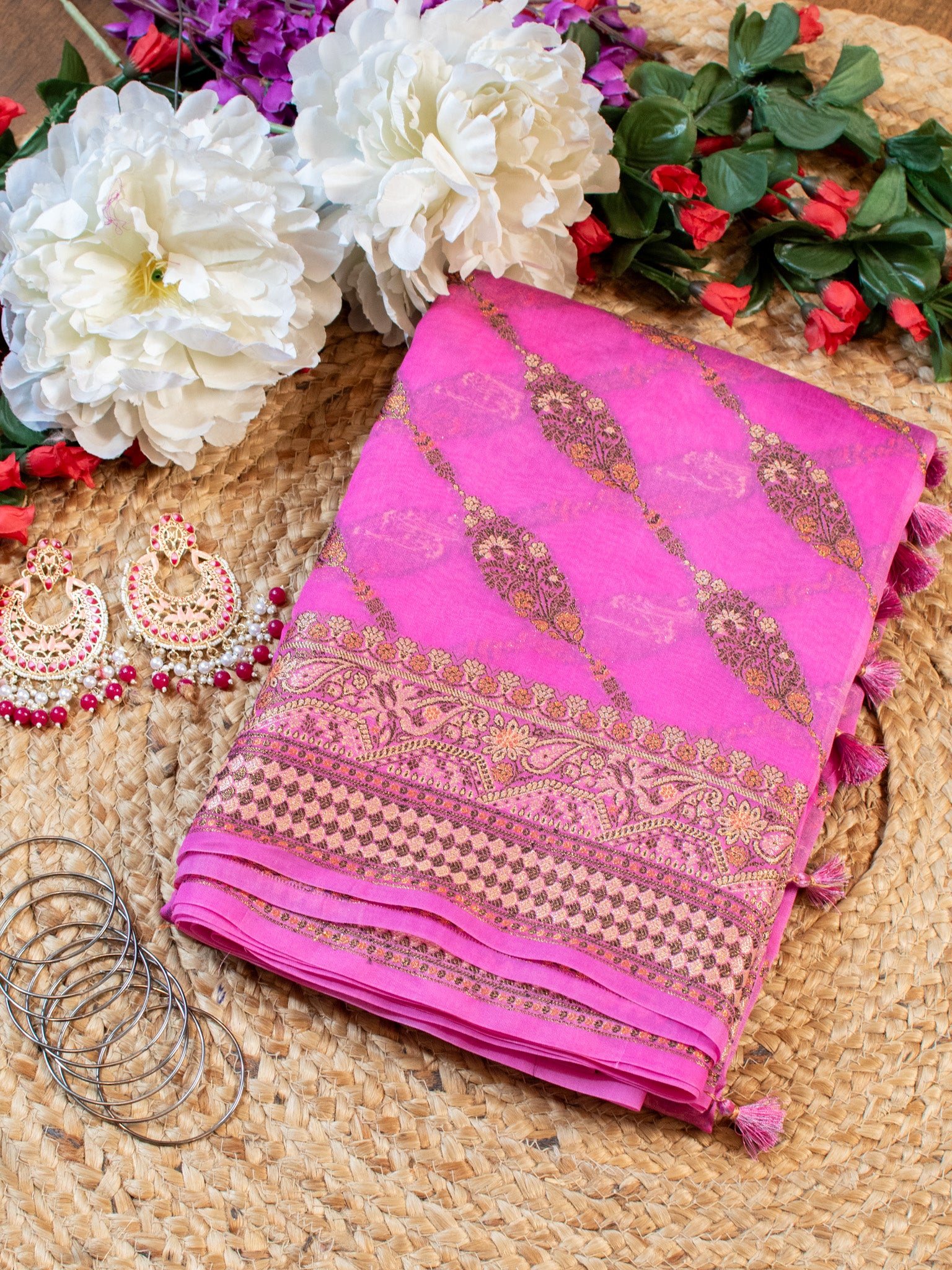 Banarasi Pure Georgette Saree With Resham Weaving- Lavender