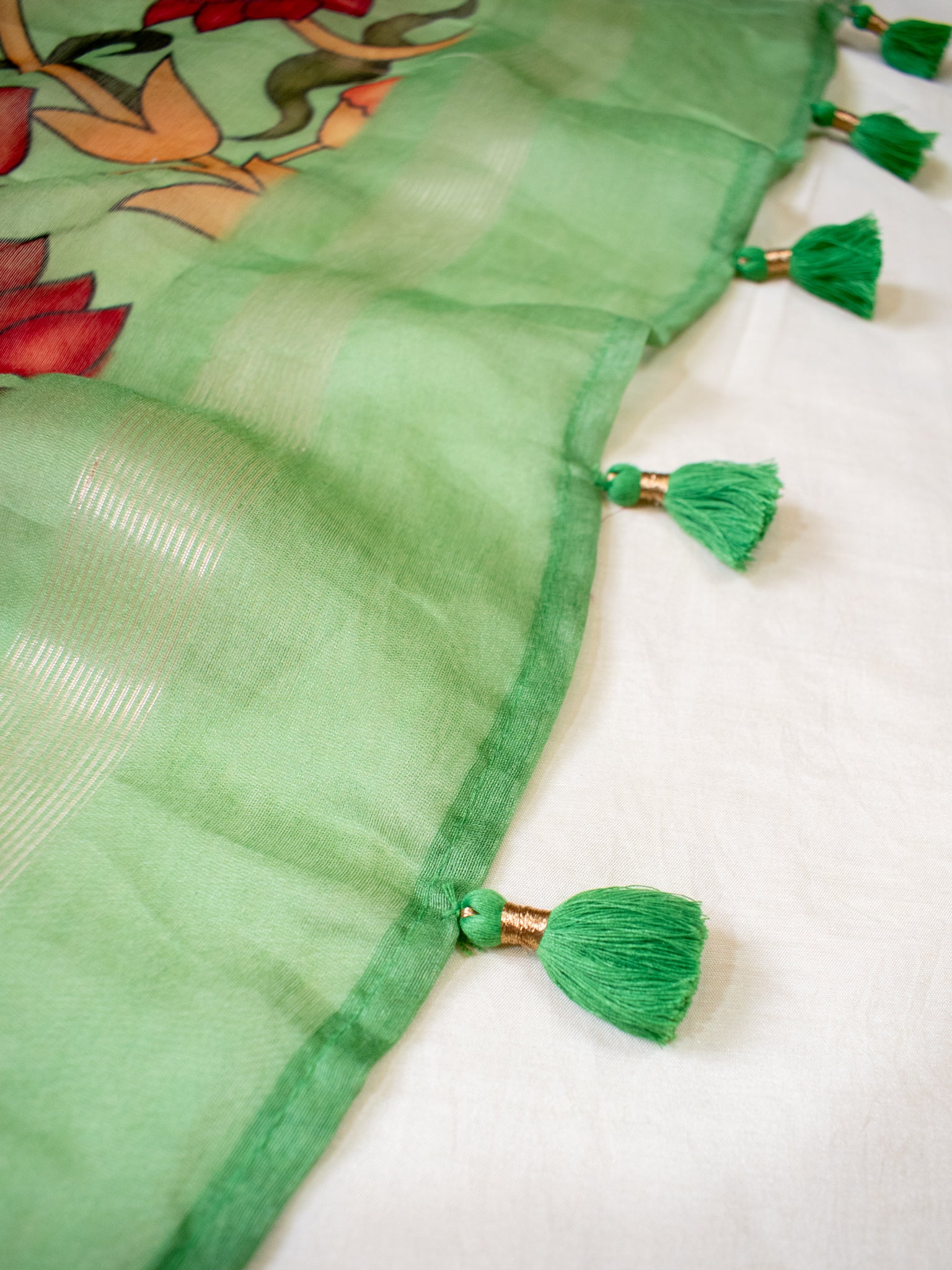 Banarasi Chanderi Digital Print Dupatta - Green