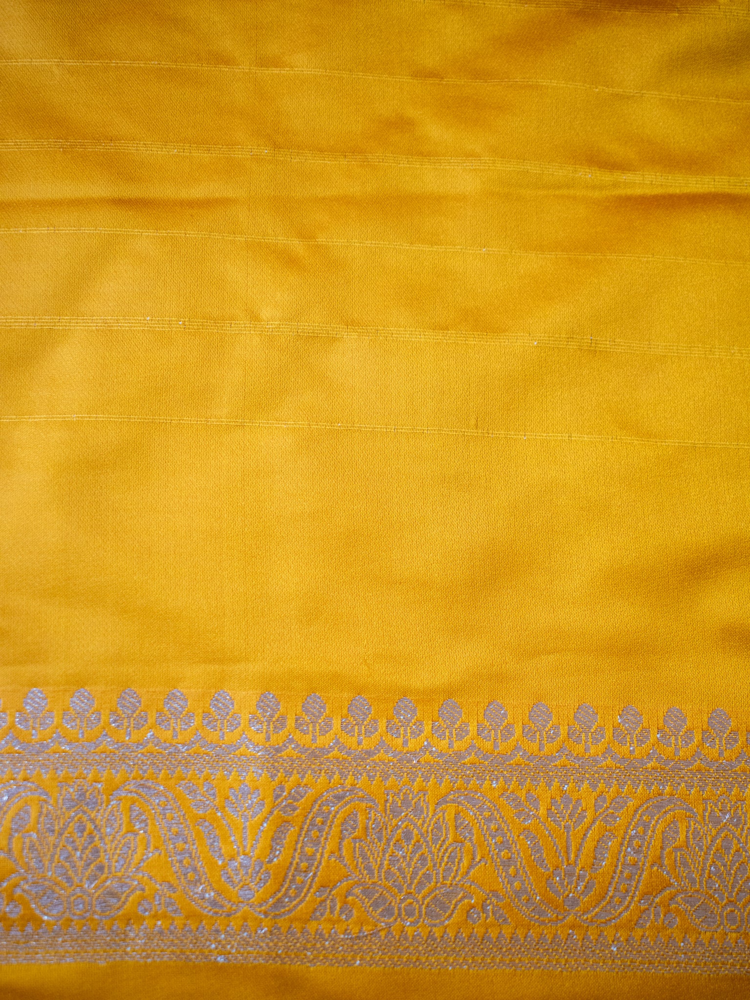 Banarasi Mashru Silk Saree With Buti & Border- Yellow