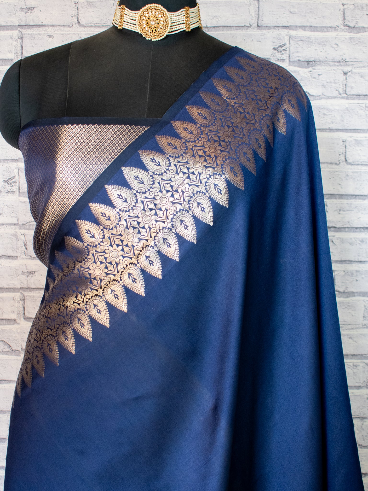 Banarasi Semi Silk Saree With Zari Weaving & Border - Blue