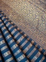 Banarasi Cotton Silk Saree With Copper Zari Border-Black