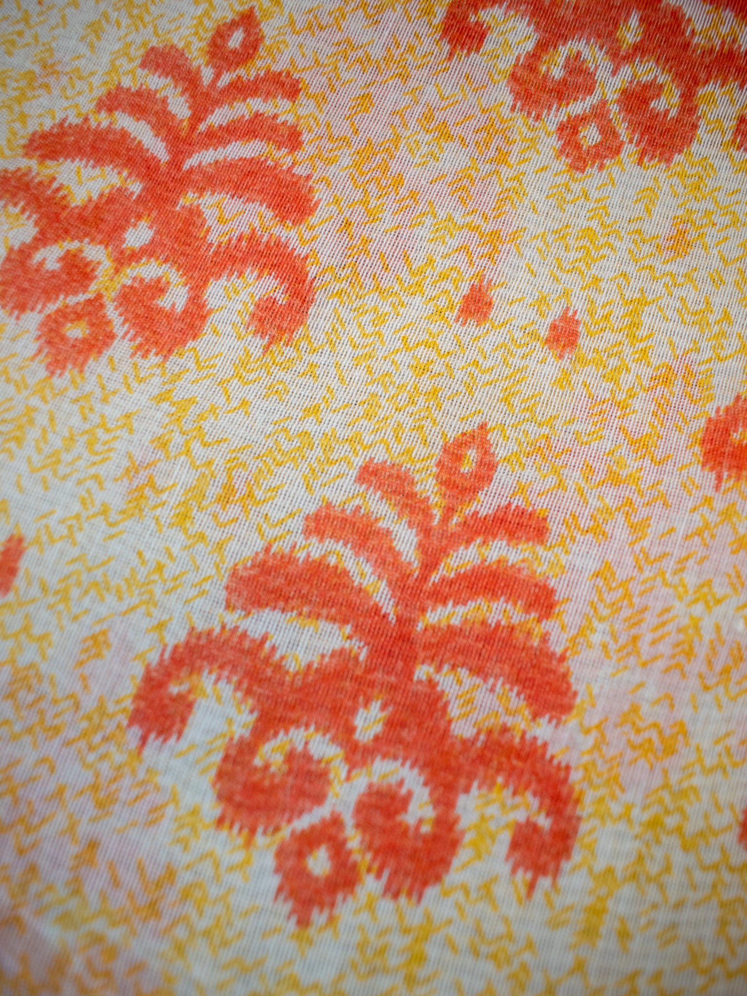 Banarasi Cotton Saree With Block Print & border- Yellow