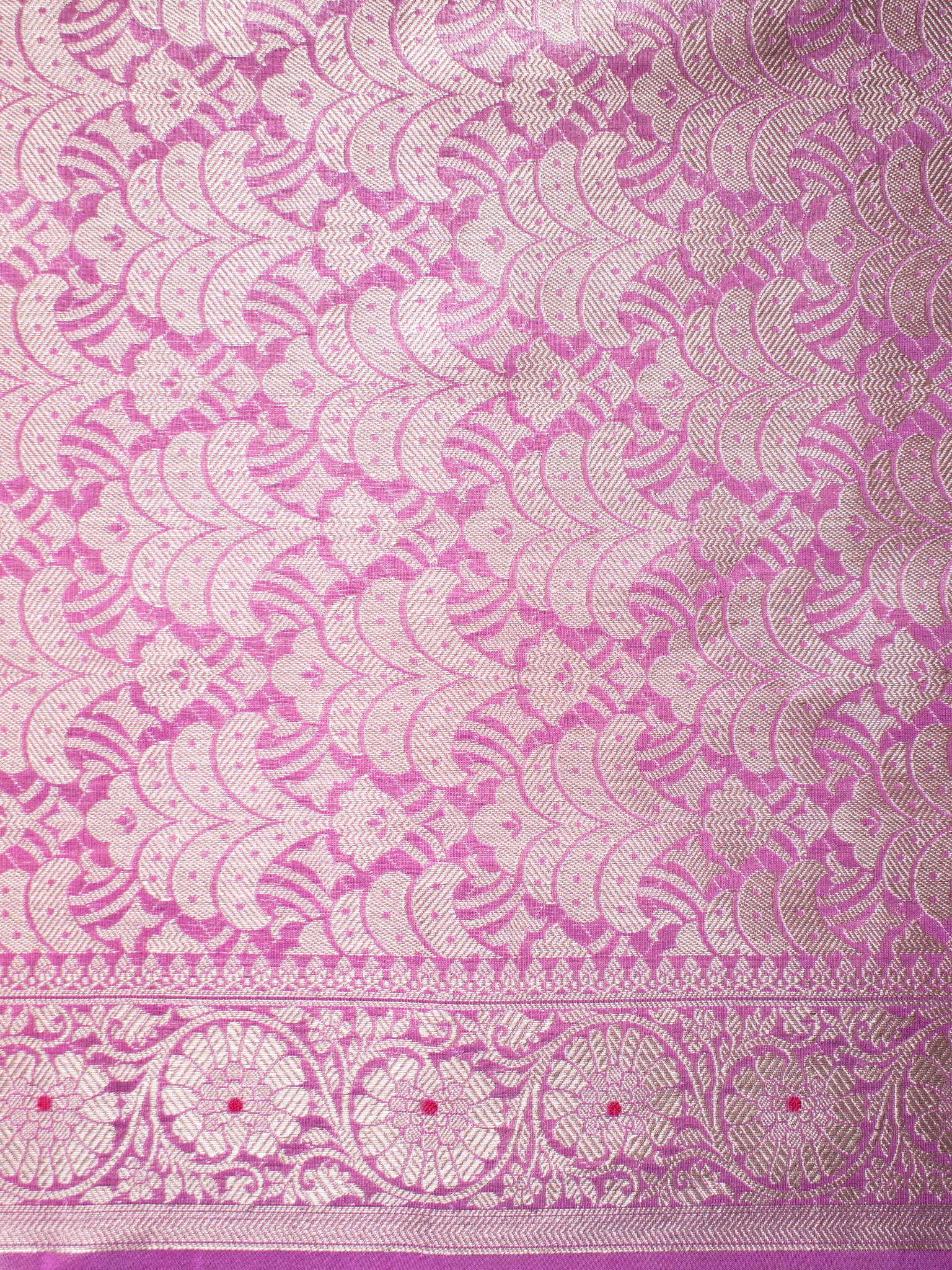 Banarasi Tissue Saree With Zari Weaving & Lace Border- Lavender