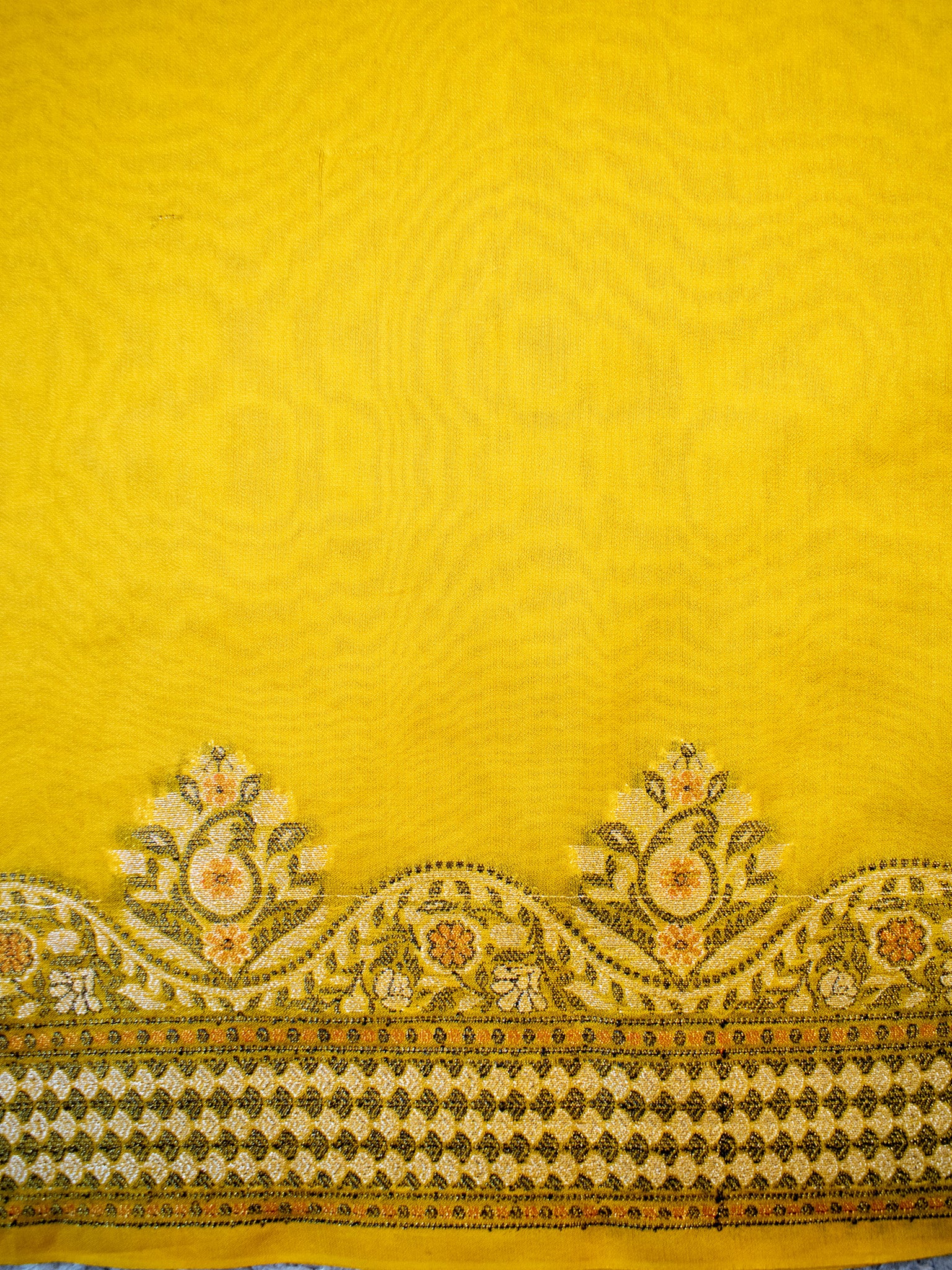 Banarasi Dual Shade Pure Georgette Saree With Resham Weaving-Yellow & White