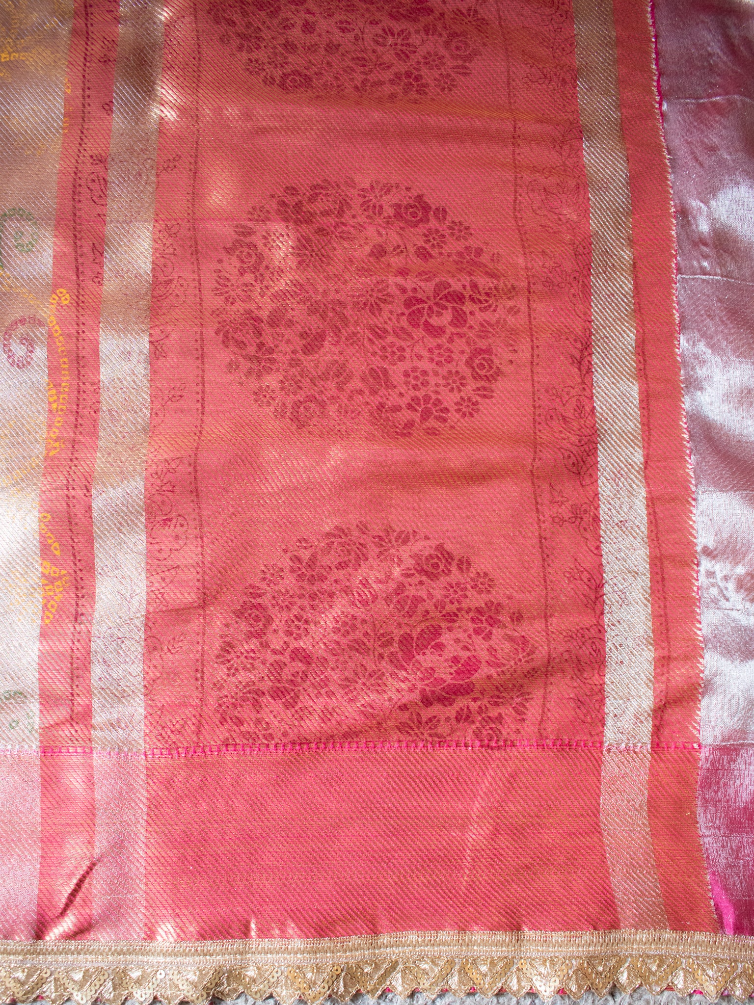 Banarasi Tissue Saree With Weaving & Lace Border- Silver