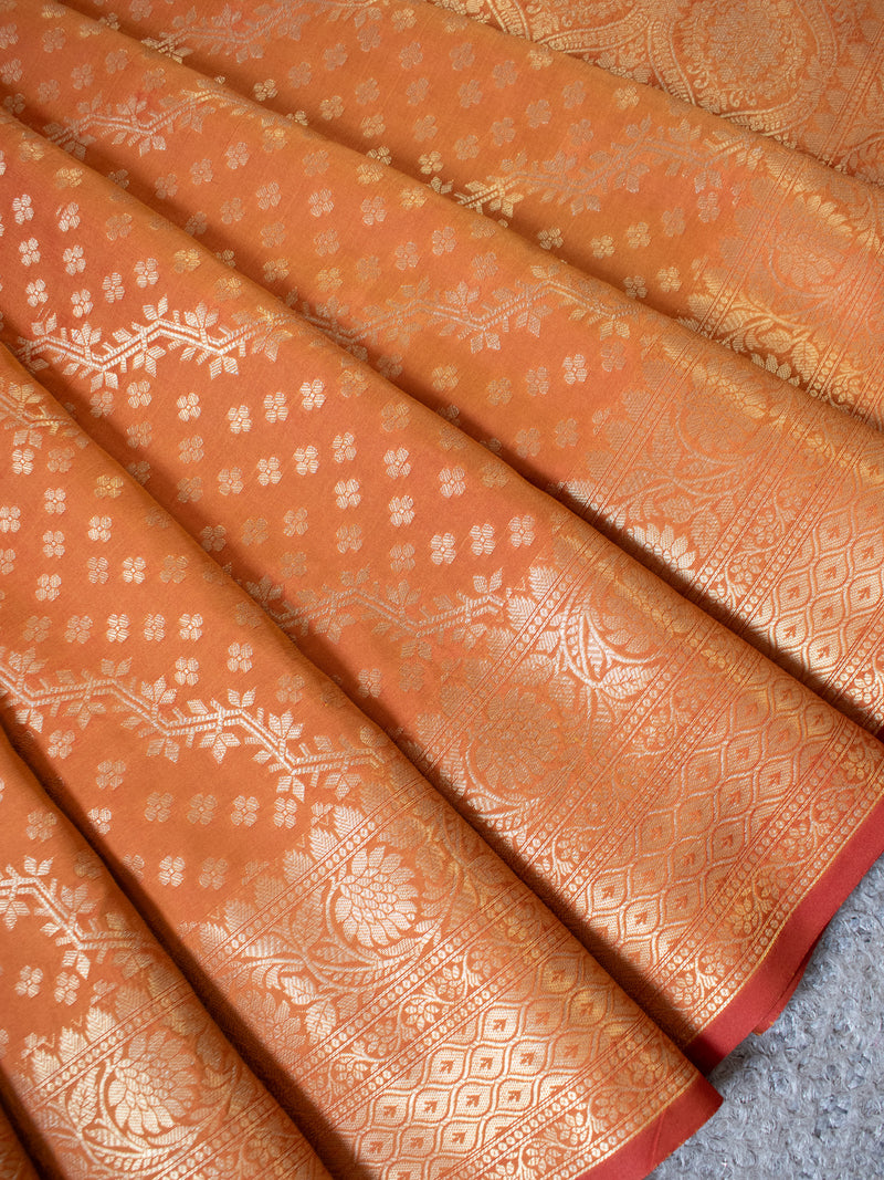 Banarasi Cotton Silk Saree With Meena Weaving- Yellow