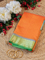 Banarasi Kota Check Saree With Contrast Border - Yellow