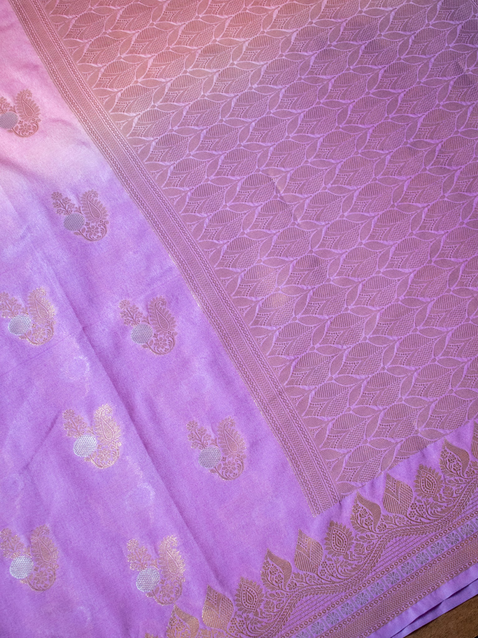 Banarasi Semi Silk Saree with Zari Weaving & Border- Lavender
