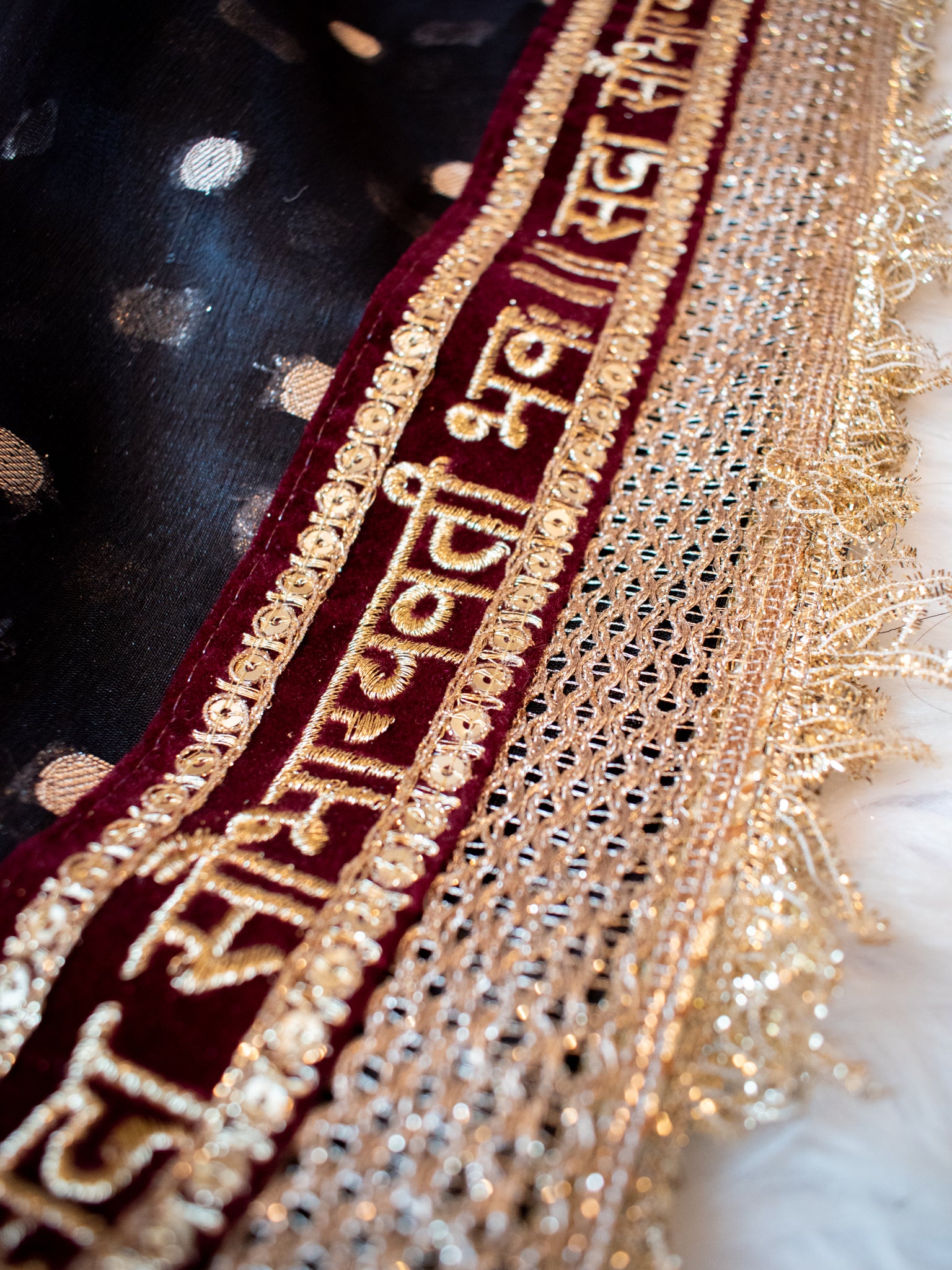 Banarasi Tissue Saree With Zari Weaving & Lace Border - Black