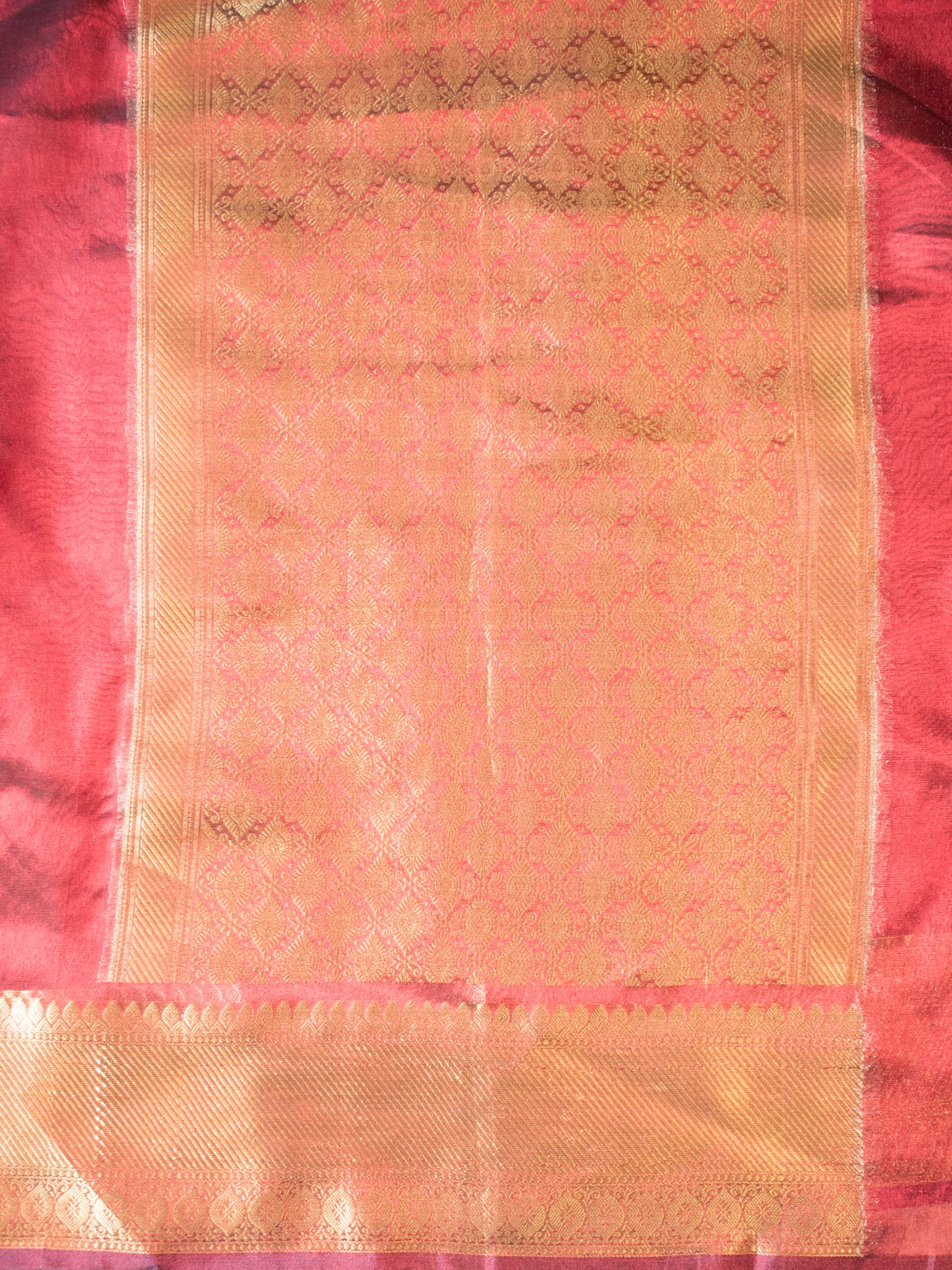 Banarasi Plain Tissue Saree With Zari Border- Brown