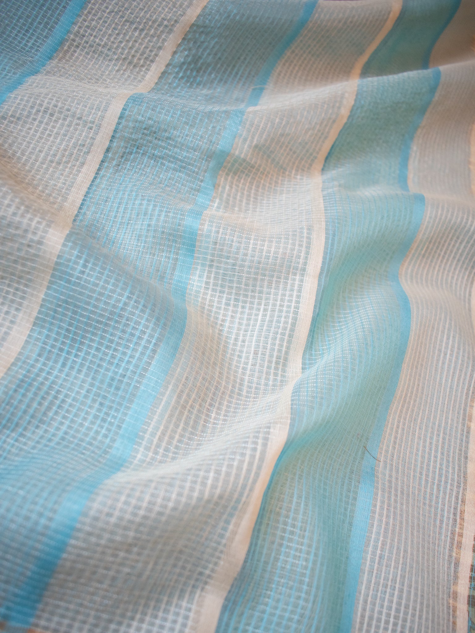 Banarasi Kota Check Saree with Resham Weaving Border- Blue