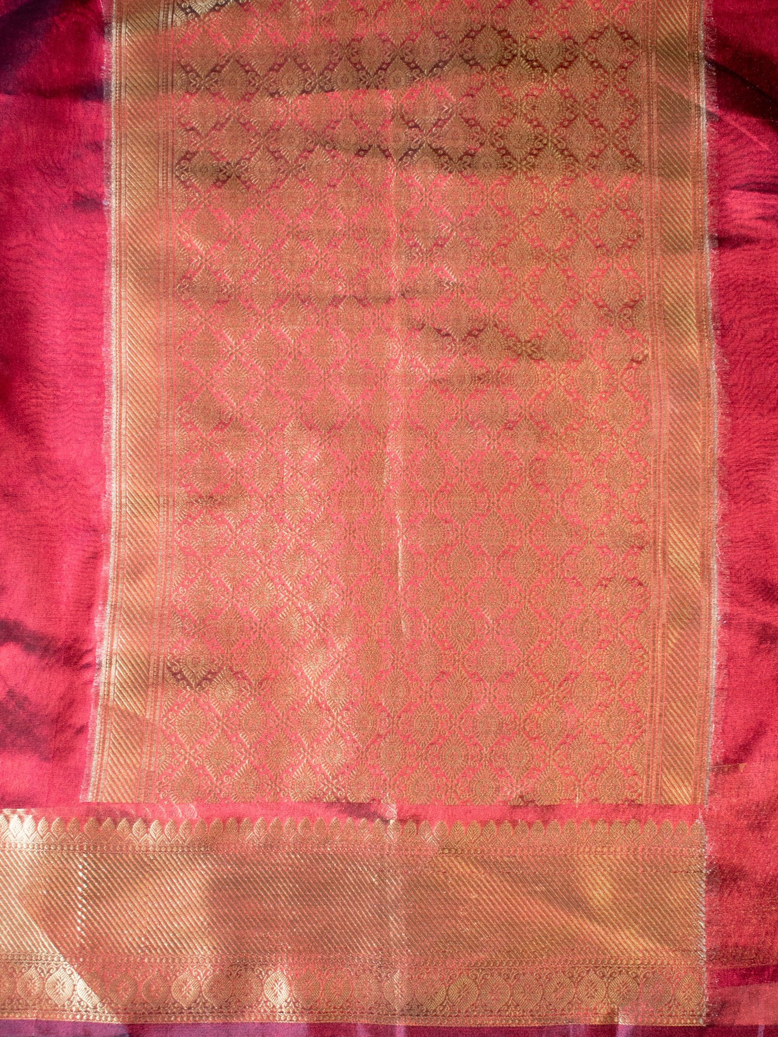 Banarasi Plain Tissue Saree With Zari Border- Brown