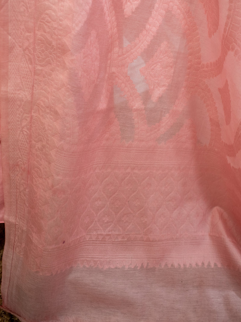 Banarasi Soft Cotton Salwar Kameez Fabric Resham Weaving With Dupatta-Pink