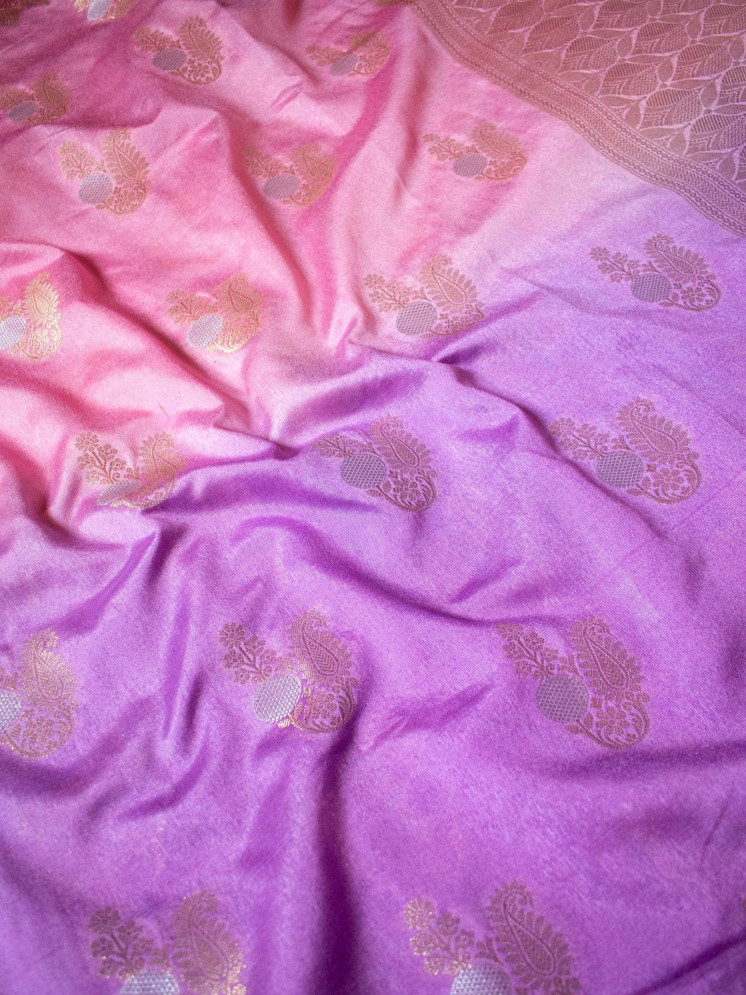 Banarasi Semi Silk Saree with Zari Weaving & Border- Lavender