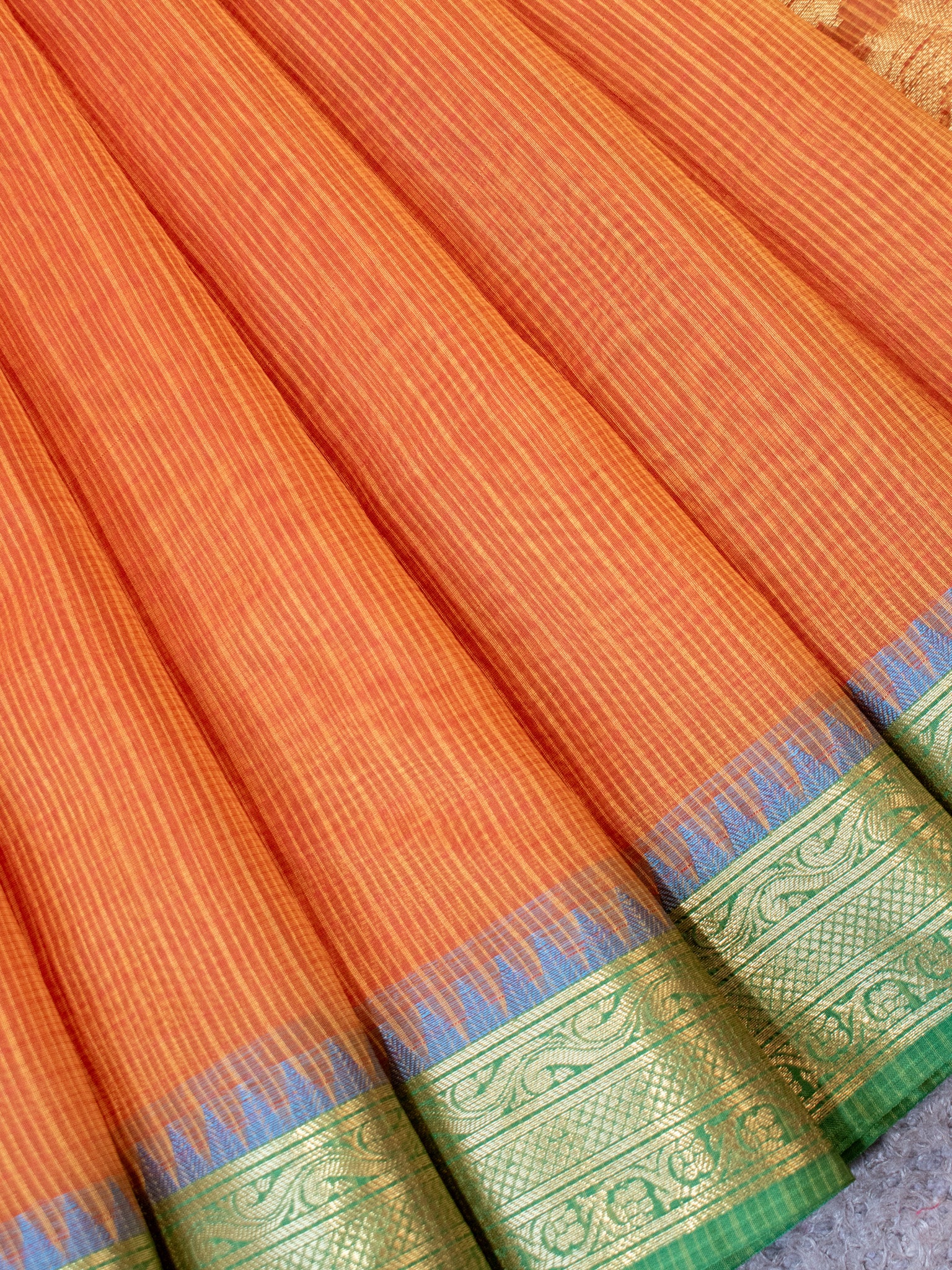 Banarasi Kota Check Saree With Contrast Border - Yellow