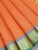 Banarasi Kota Check Saree With Contrast Border - Yellow