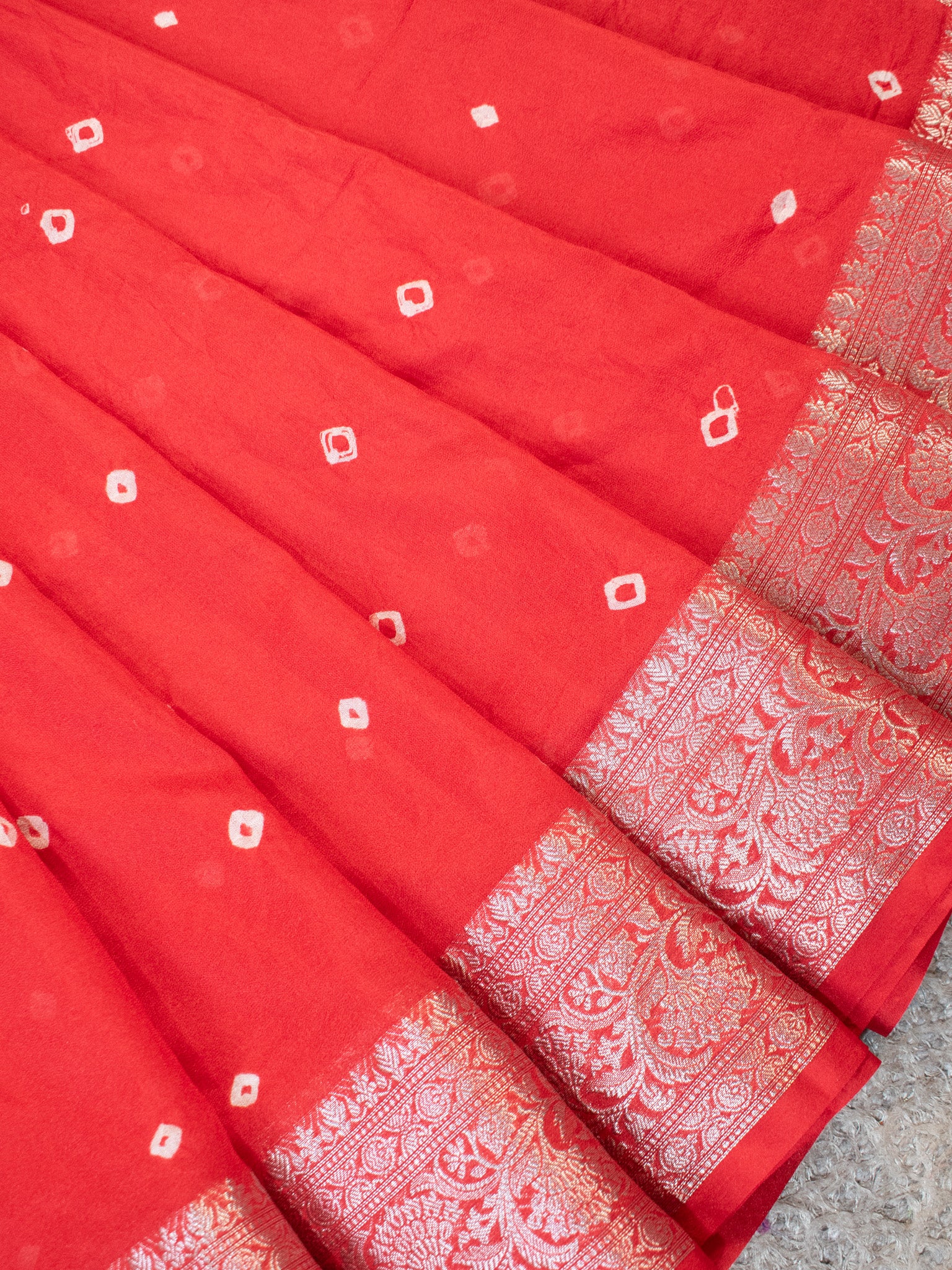 Banarasi Soft Cotton Saree With Silver Zari Border-Red