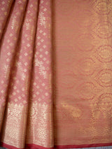 Banarasi Cotton Silk Saree With Meena Weaving- Pink