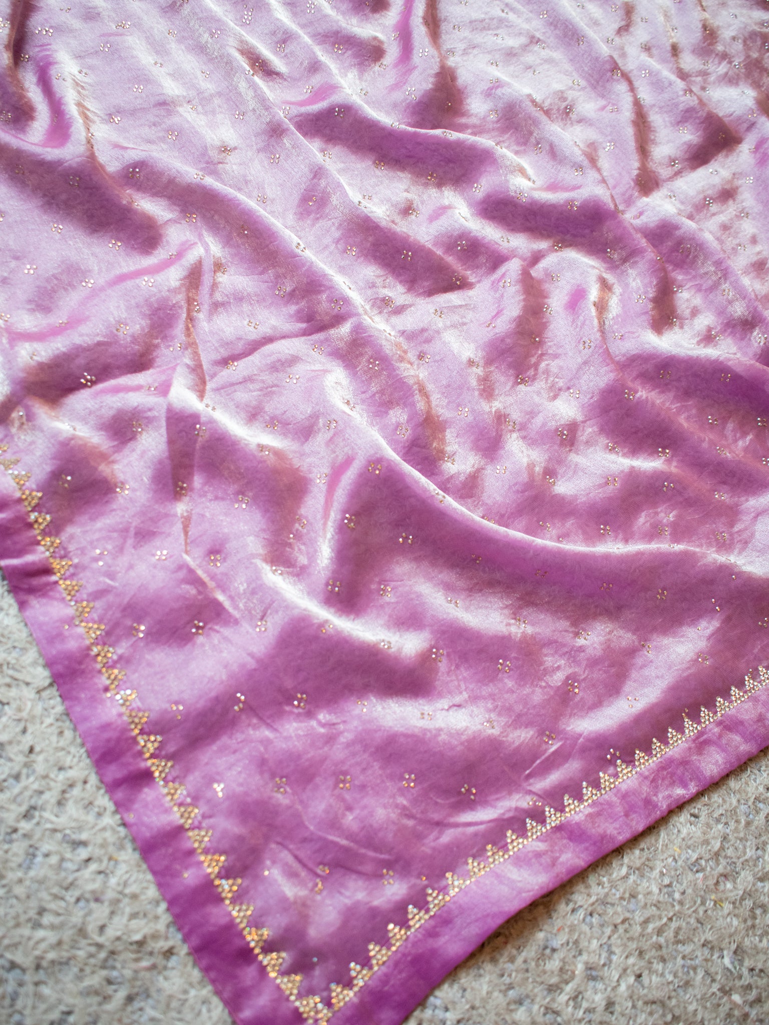 Tissue Sequin Saree - Lavender