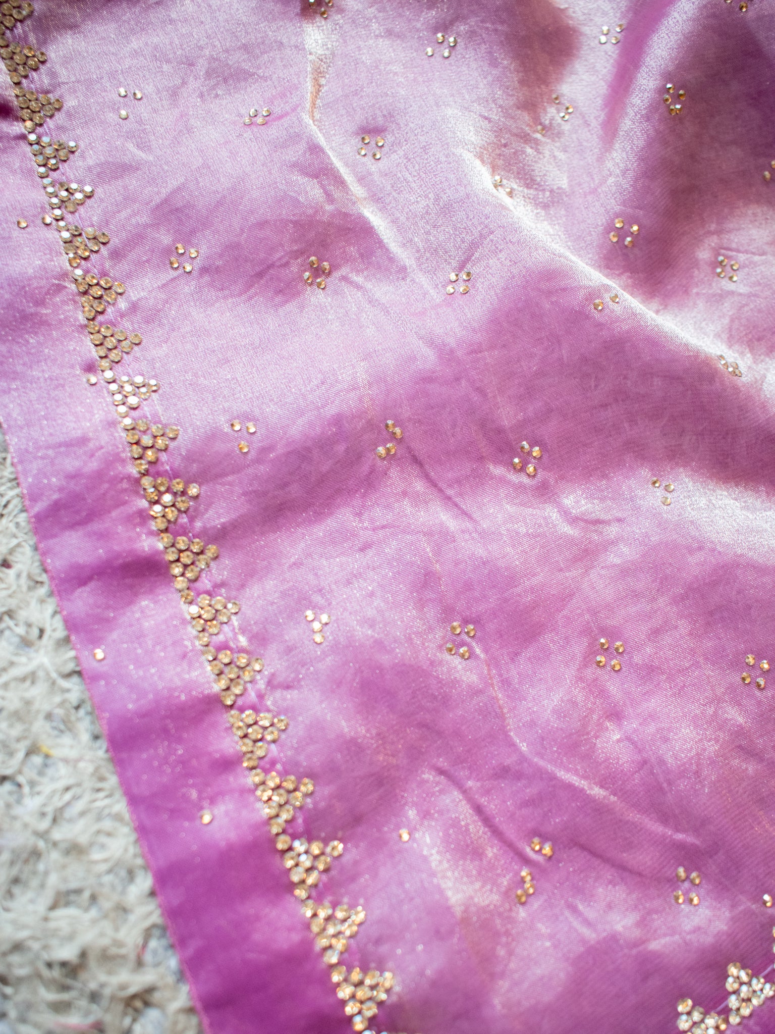 Tissue Sequin Saree - Lavender