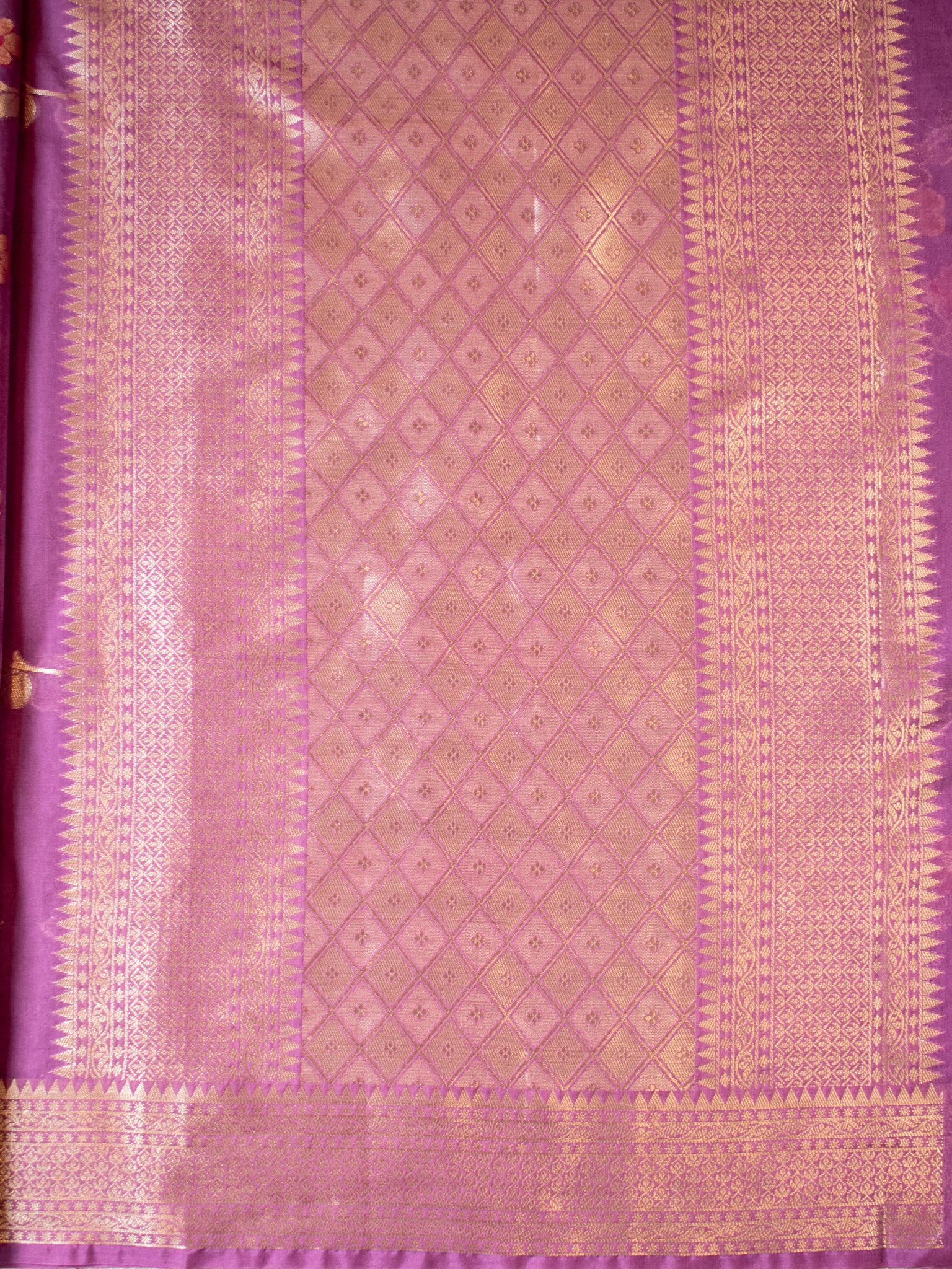 Banarasi Cotton Silk Saree with Floral Weaving & Border- Mauve