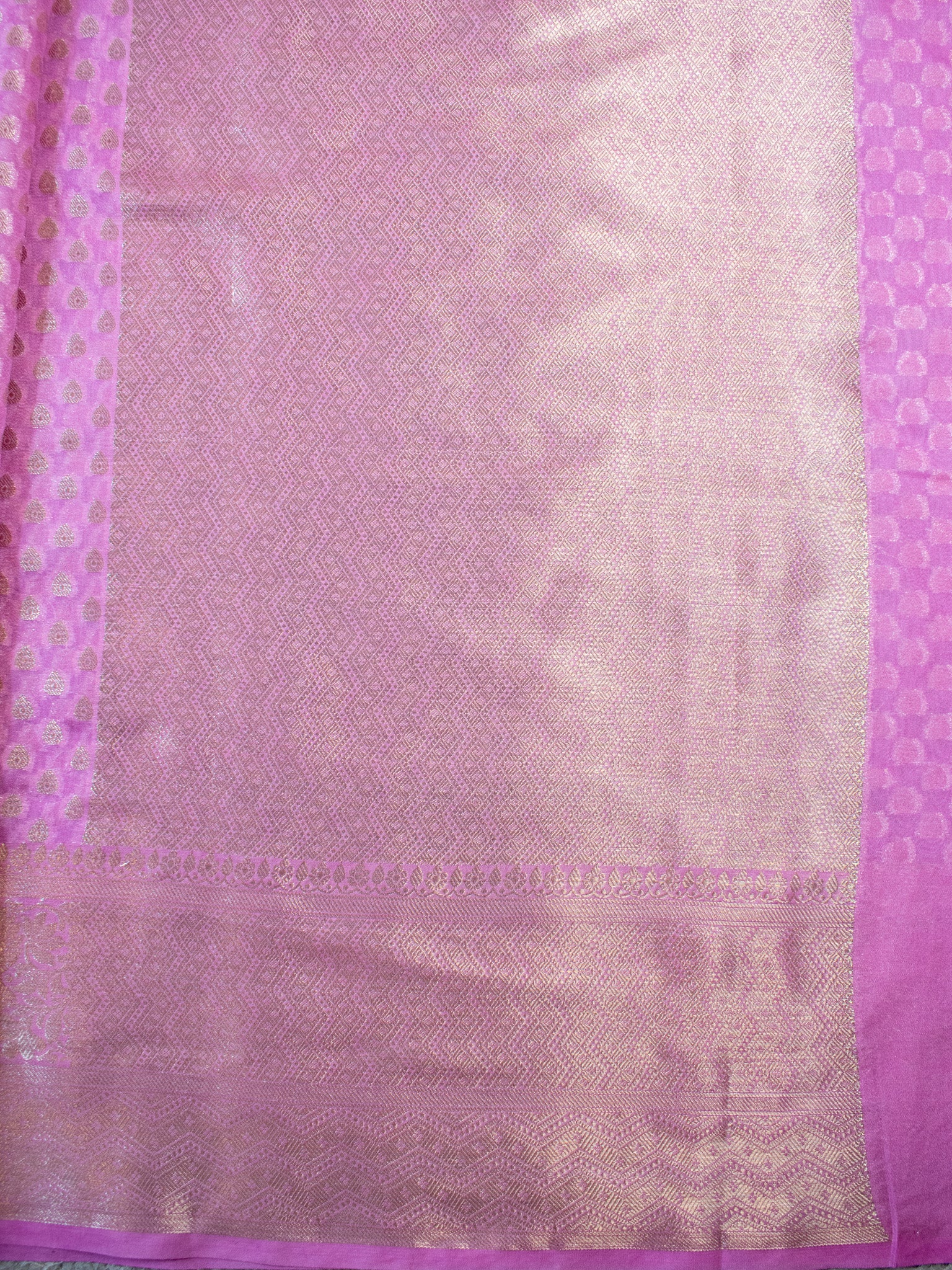 Banarasi Cotton Silk Saree With Silver Zari Weaving & Border-Pink