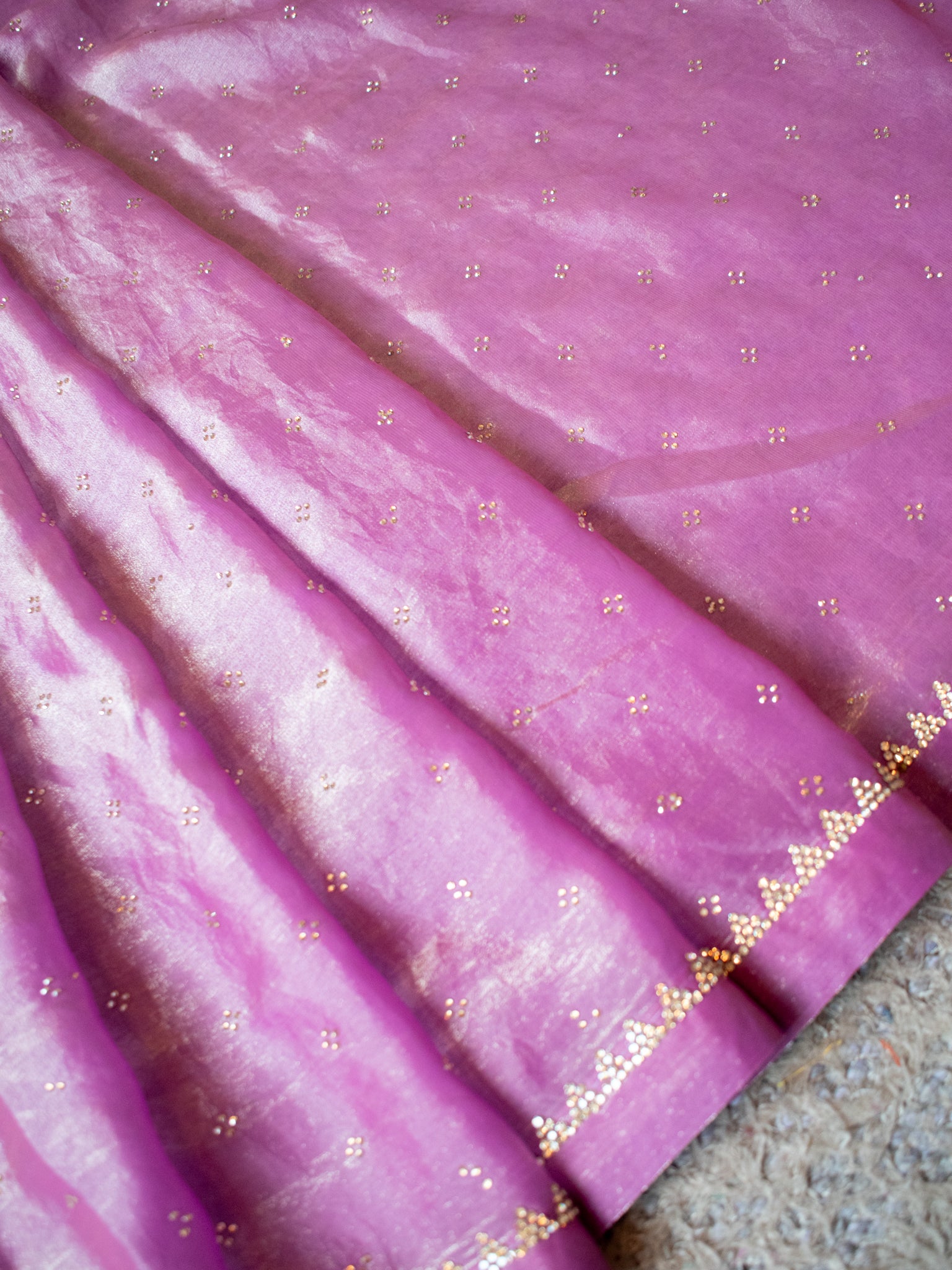 Tissue Sequin Saree - Lavender