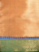 Banarasi Kota Check Saree With Contrast Border - Yellow